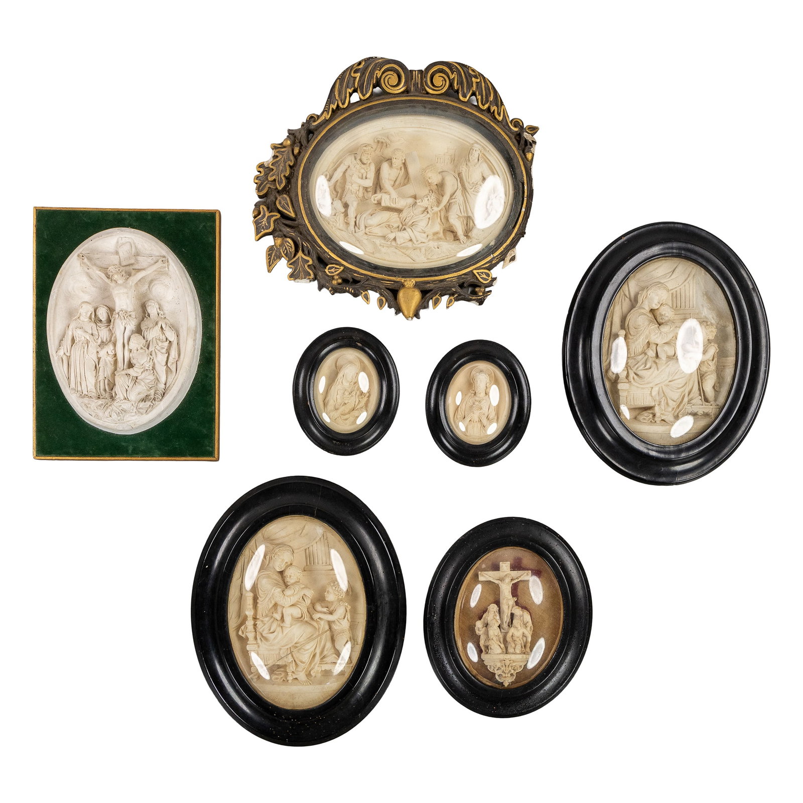 Seven Oval frames with Religious Scenes, Meerschaum or Pipe Clay. (1 of 8)