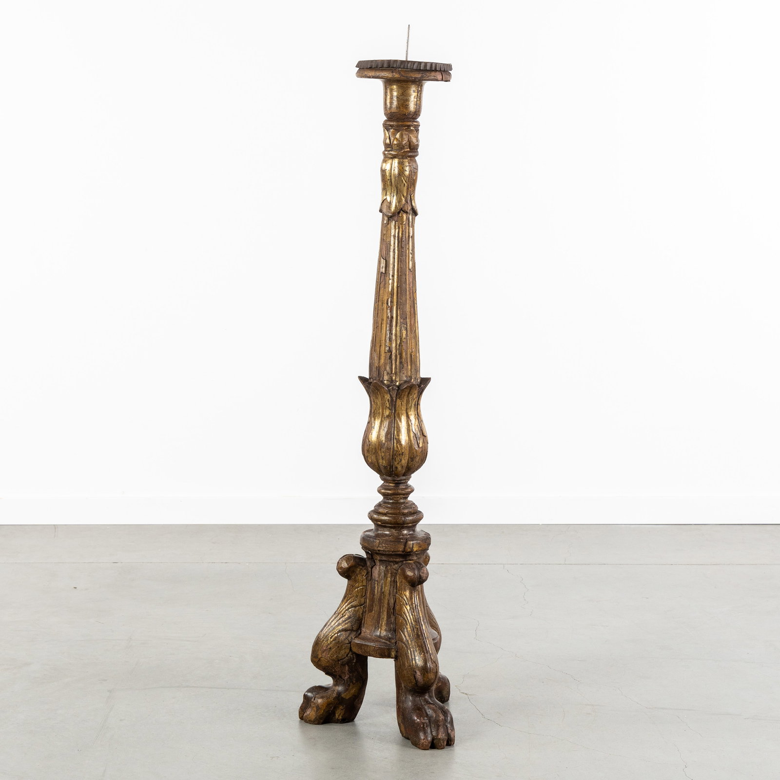 A Large wood-sculptured church candlestick, Baroque, 18th C. (1 of 7)