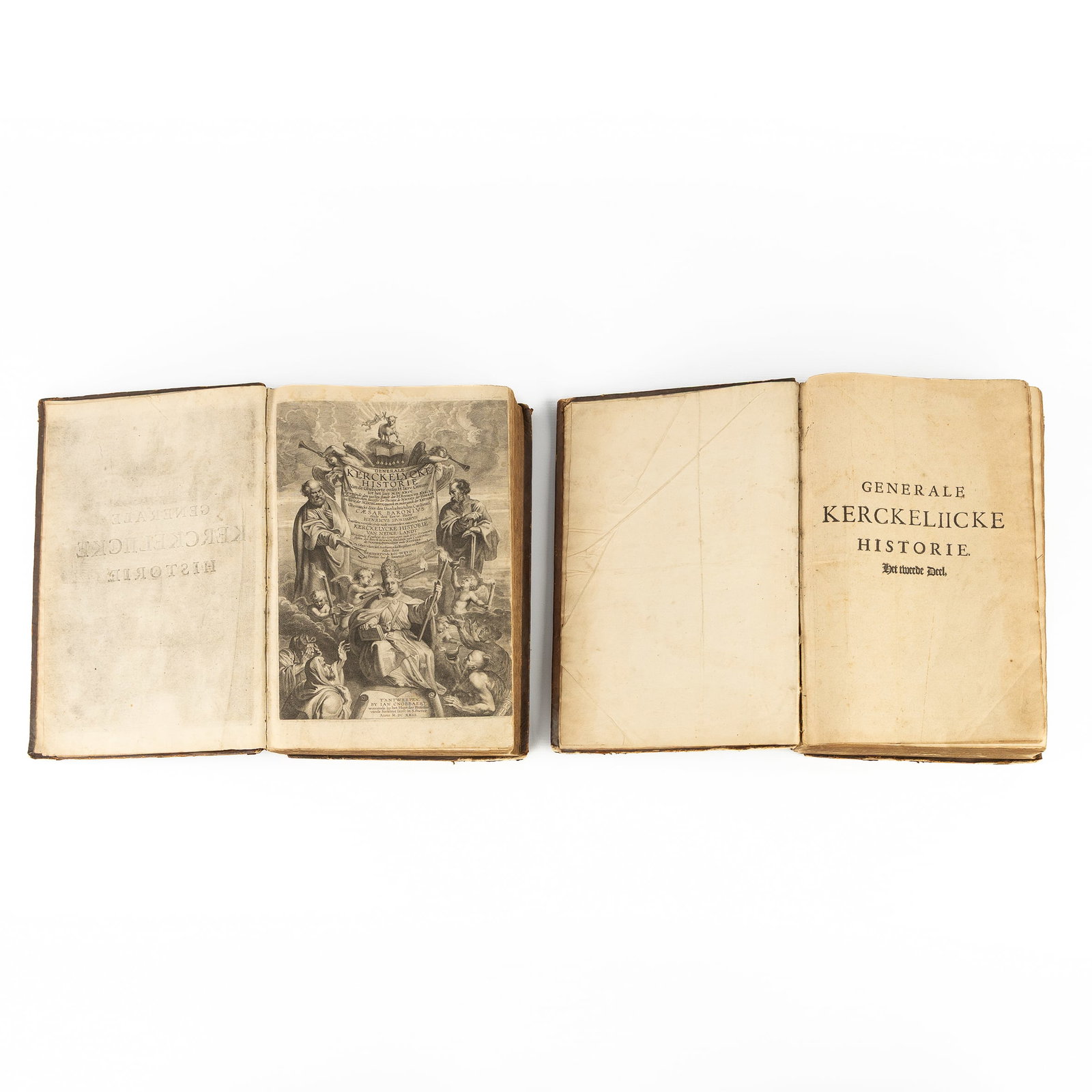 A Pair of Ecclesiastical history books, 'Generale Kerckelycke Historie', first and second parts, (1 of 6)