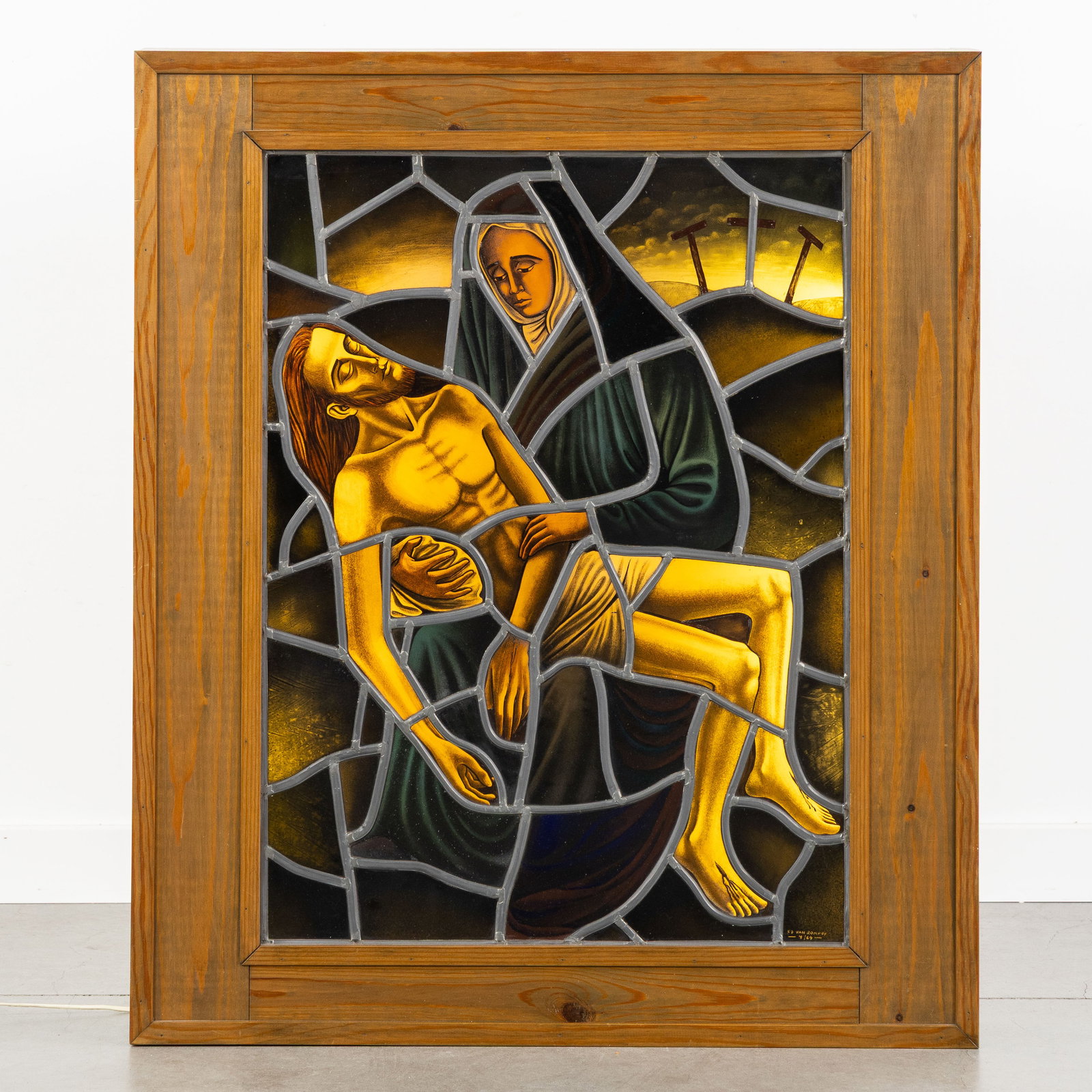 Pieta, a stained-glass window. 20th century. (1 of 6)