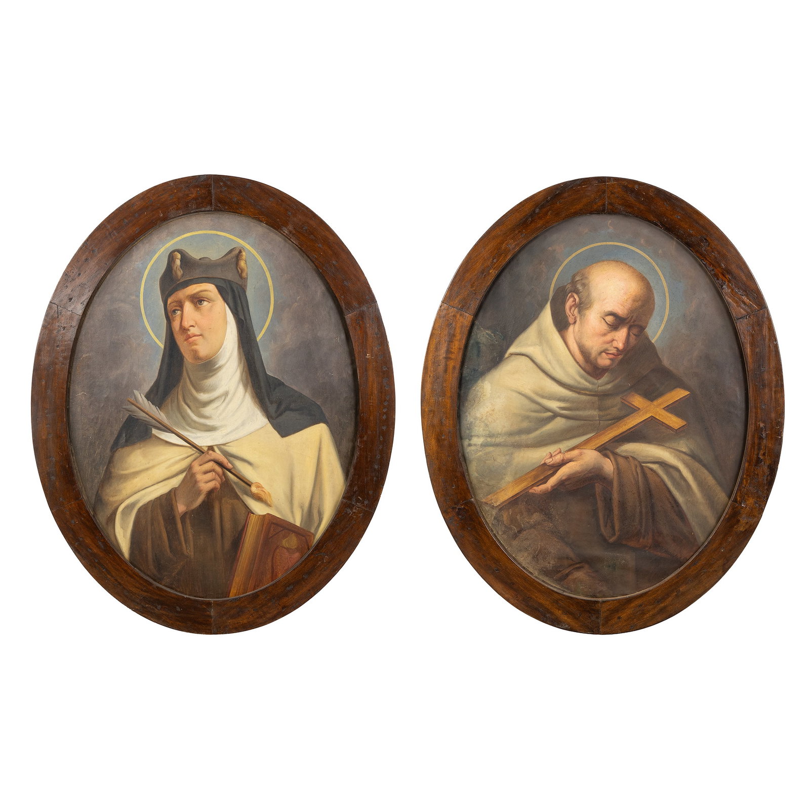A pair of oval portrait medallions: ‘Saint Teresa of ?vila’ and ‘Saint John of the Cross’. (1 of 8)