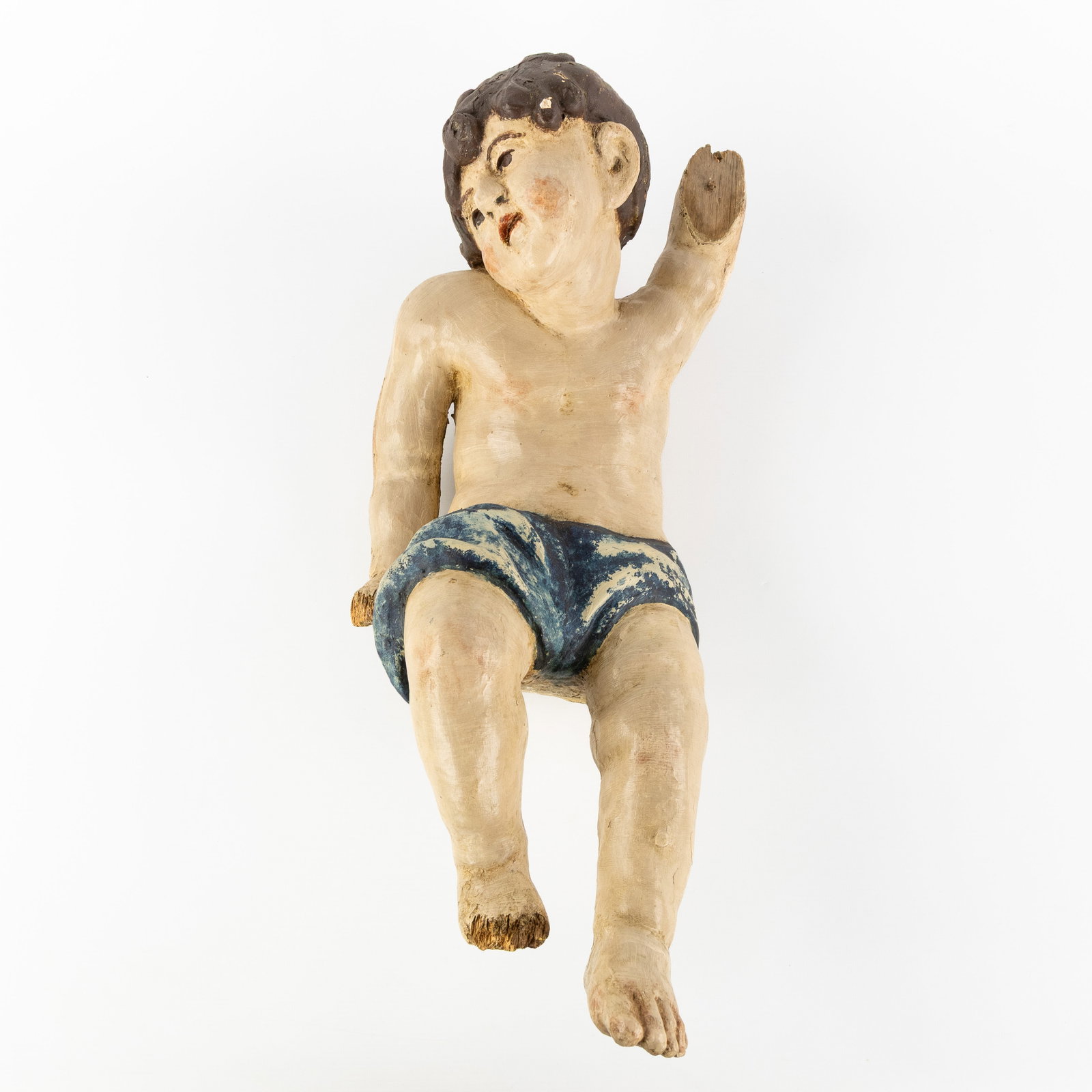 An Antique wood sculpture of a putto, patinated wood, Baroque, 17th/18th C. (1 of 7)