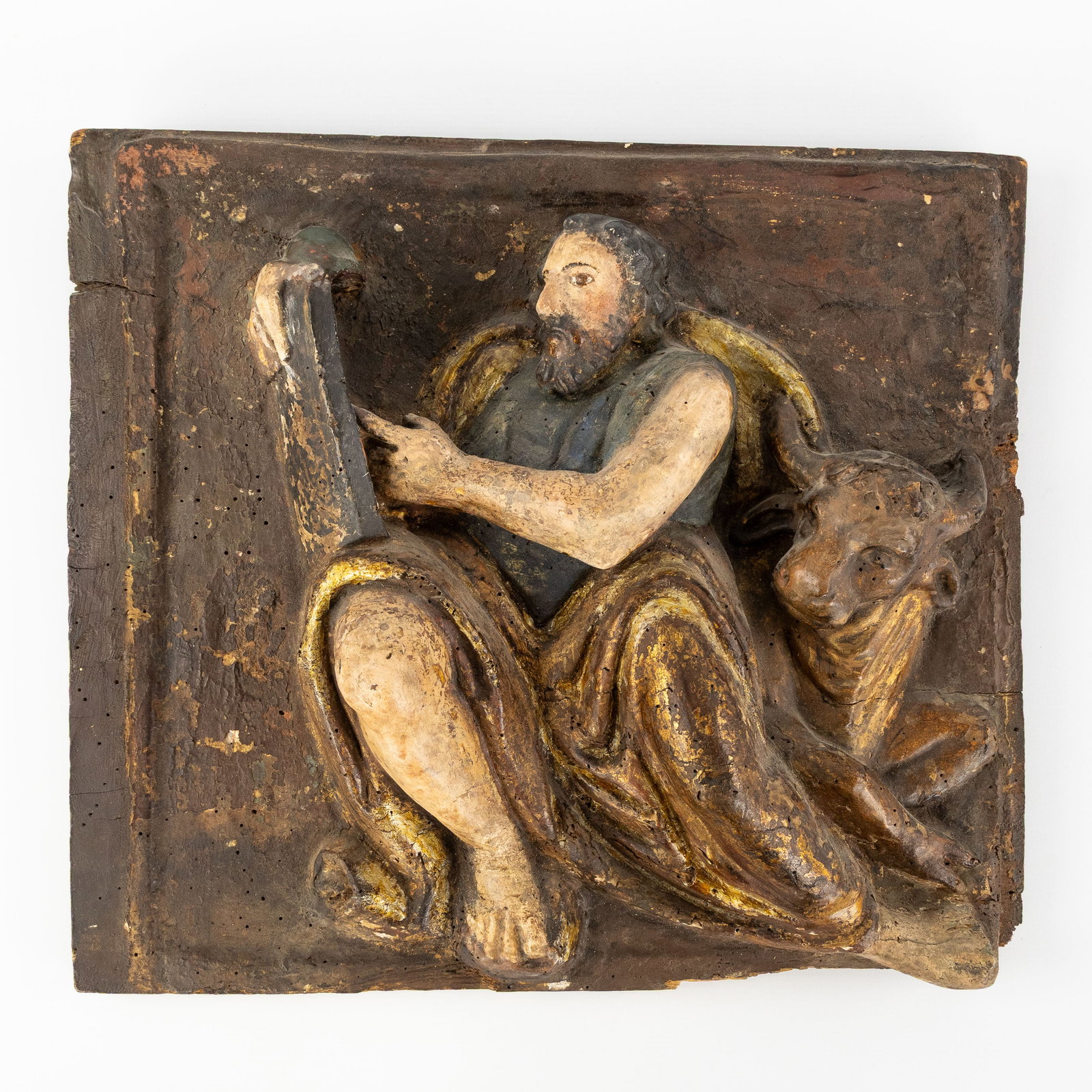 Saint Luke the Evangelist, sculptured and patinated wood. 17th/18th C. (1 of 6)