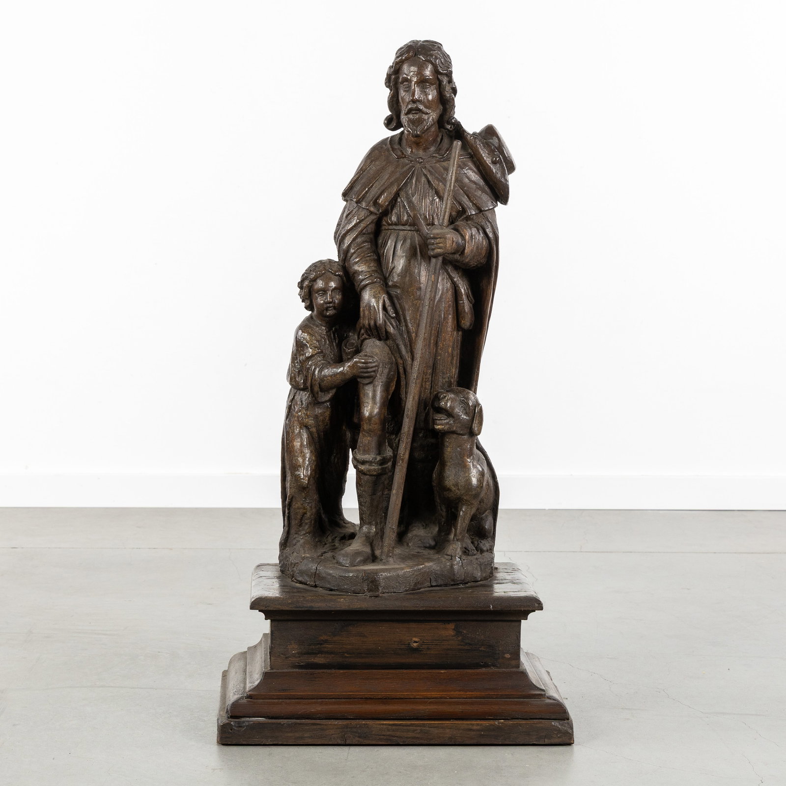 Saint Roch with Child and Dog, sculptured wood, 18th C. or older. (1 of 9)