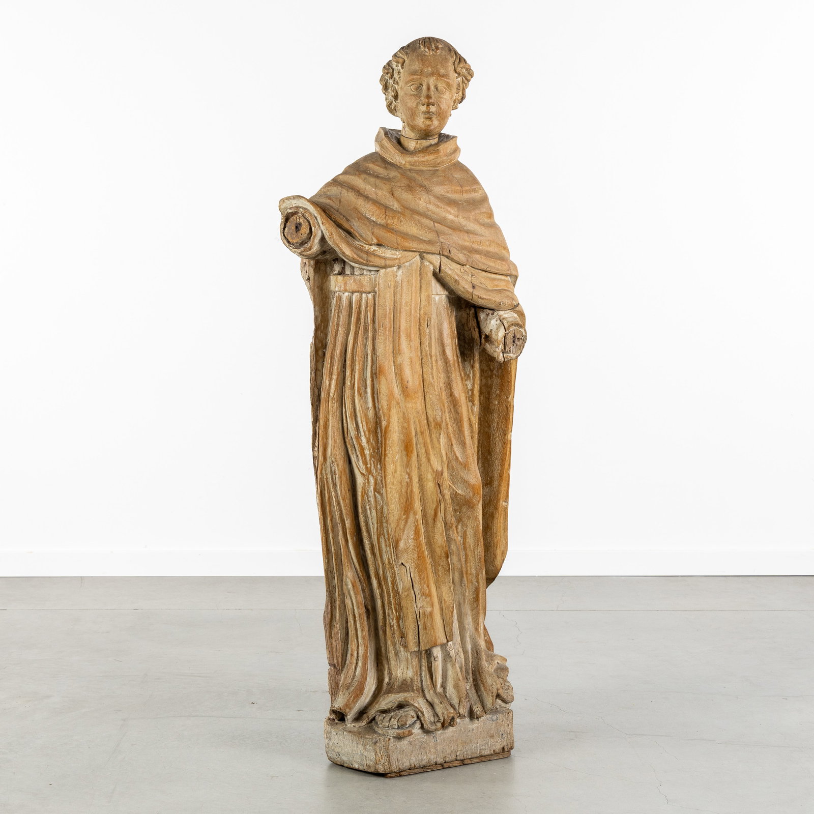 A Large wood-sculptured statue of a Monk or Saint, 18th/19th C. (1 of 10)
