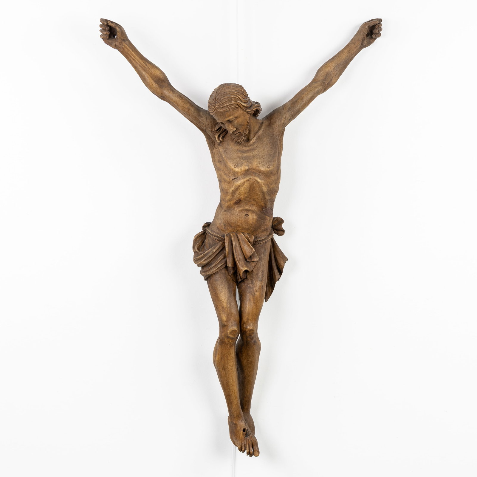 A large wood-sculptured Corpus Christi, 19th/20th C. (1 of 7)