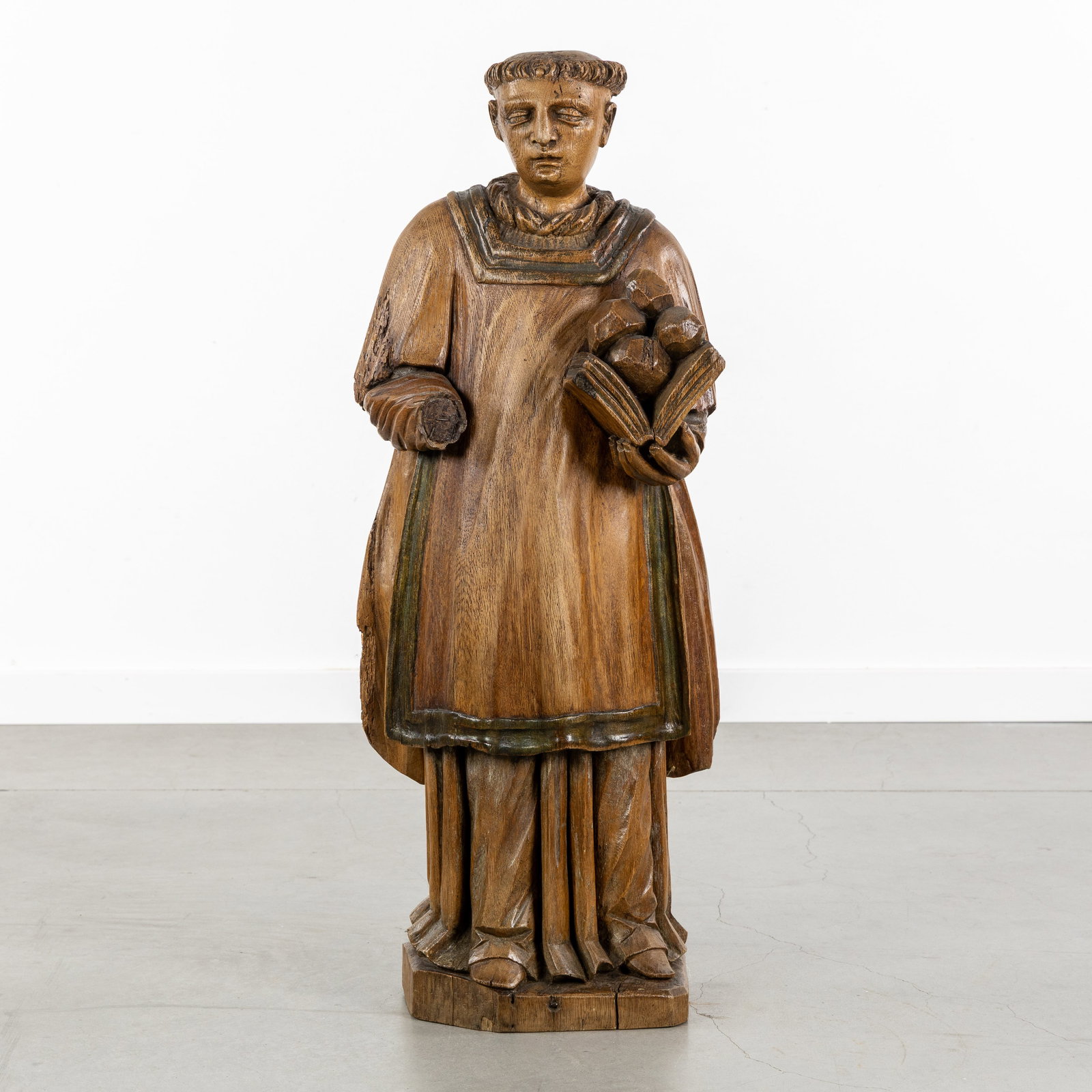 Saint Stephen, Protomartyr, a wood-sculptured statue. 18th/19th C. (1 of 9)