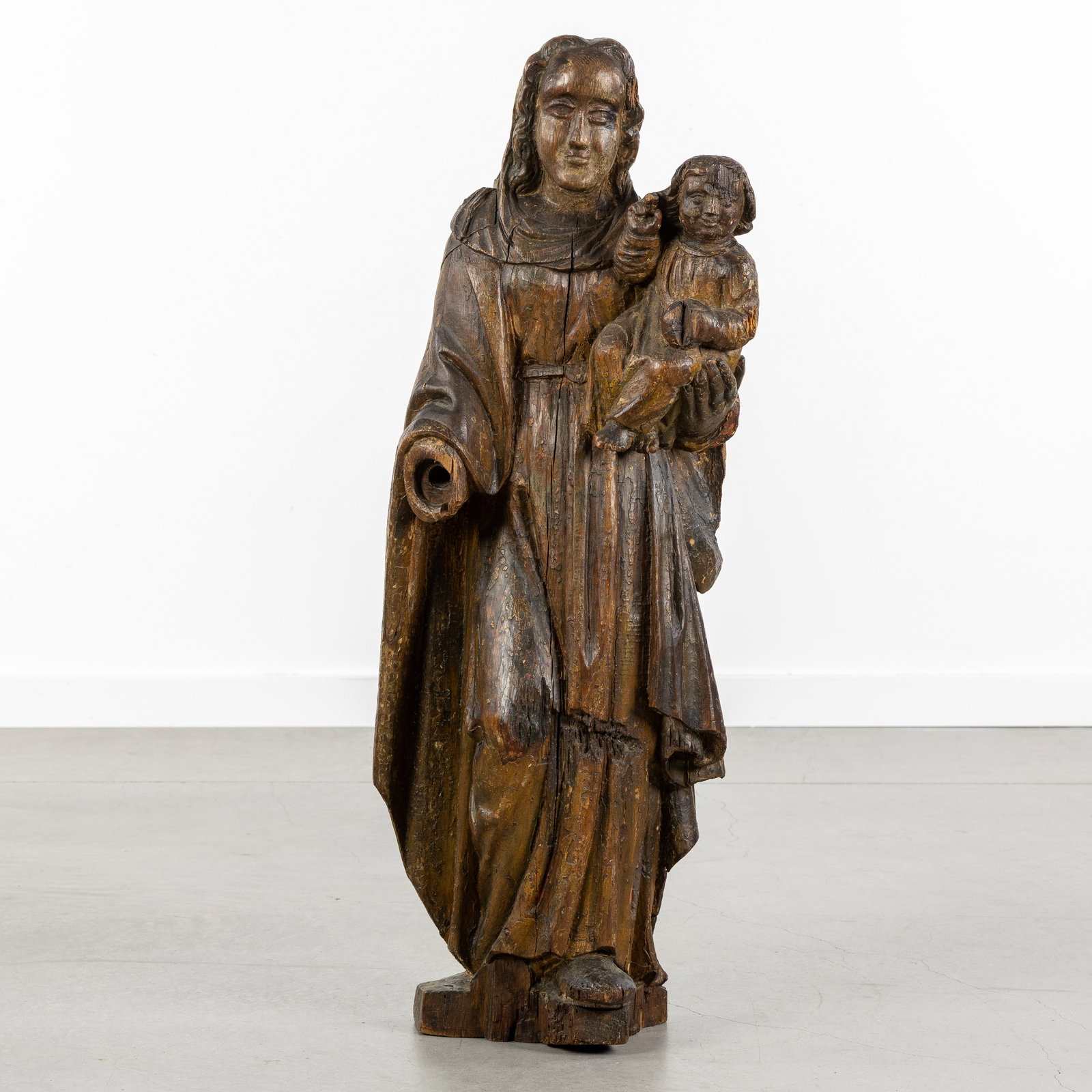Madonna and Child, a wood-sculptured statue, 18th C. (1 of 7)