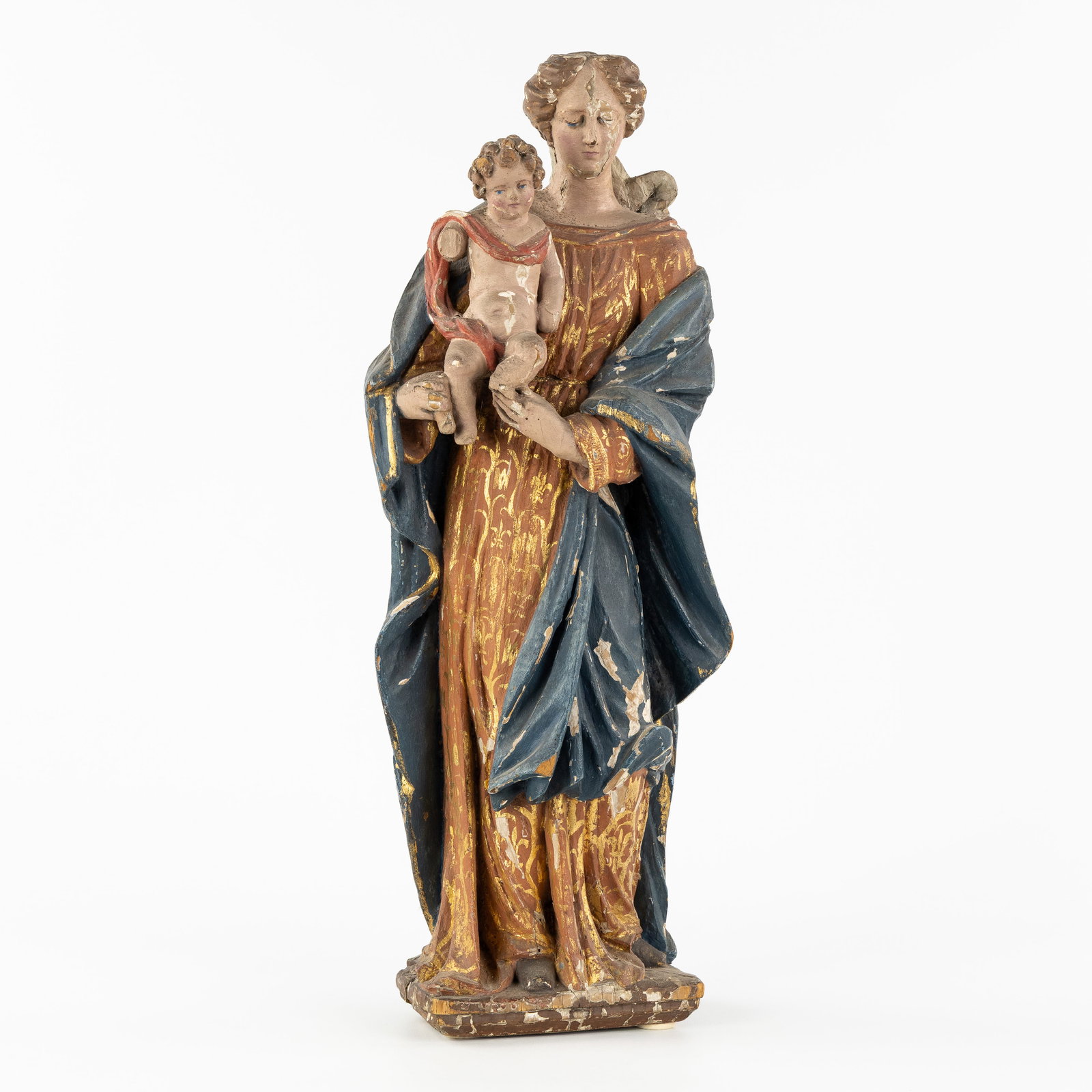 Madonna with Child, an antique wood sculpture, polychrome patinated, 18th/19th (1 of 8)