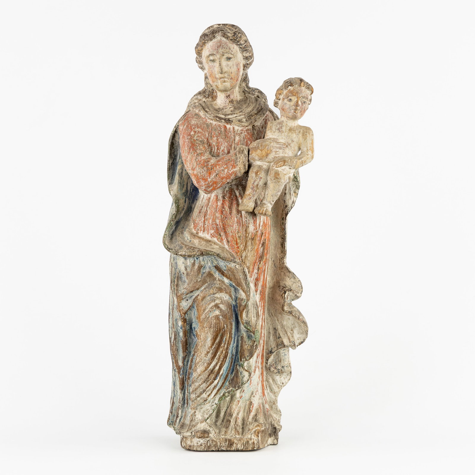 Madonna and Child, an antique wood sculpture, polychrome wood, 17th/18th C. (1 of 8)