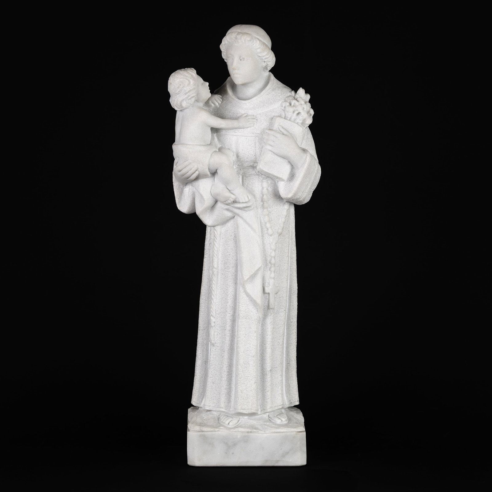 Saint Anthony of Padua, a sculptured Carrara marble statue. (1 of 8)