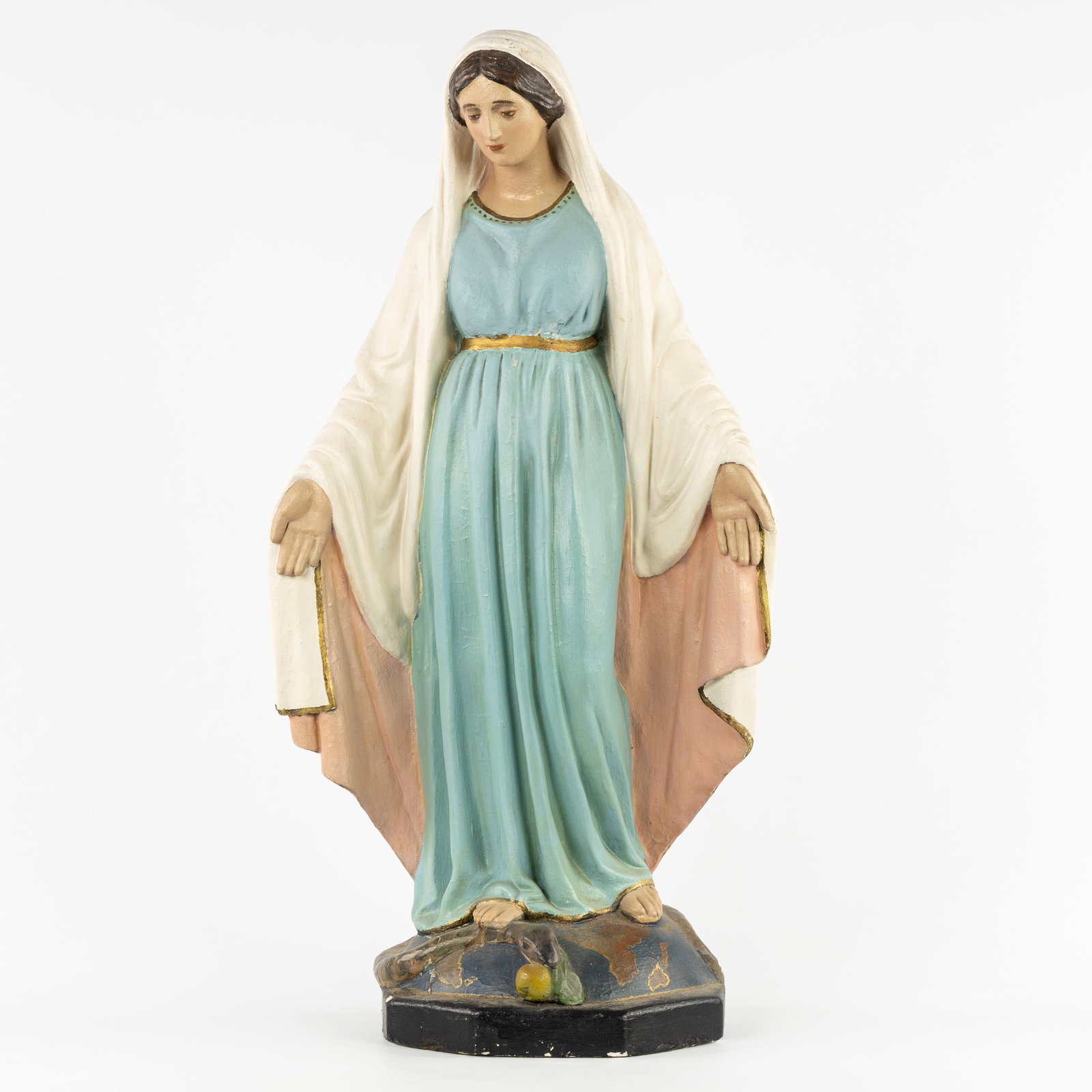 Blessed Virgin Mary, Our Lady of Grace, a patinated plaster statue. (1 of 8)