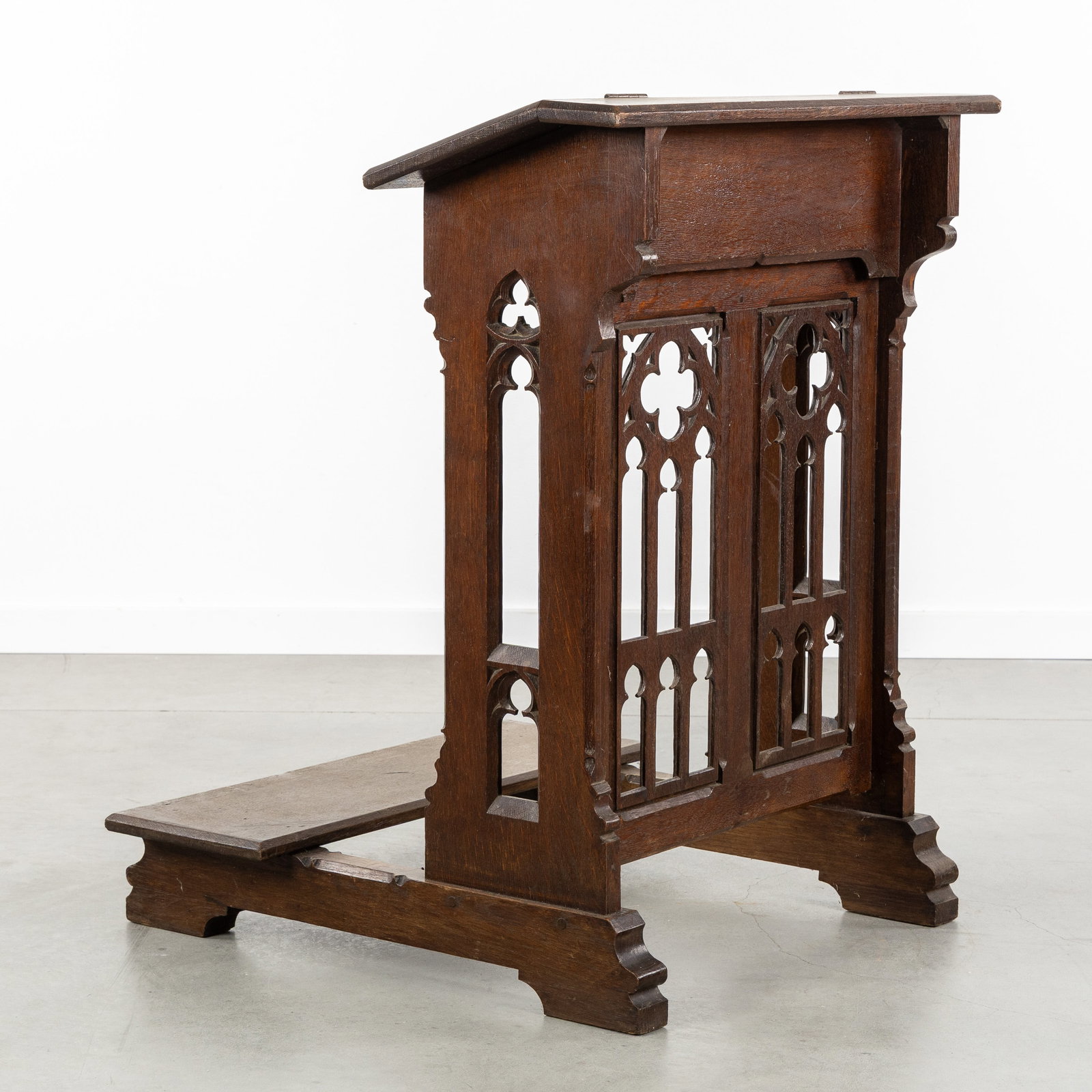 A Gothic Revival prayer bench, ajour sculptured wood. (1 of 7)