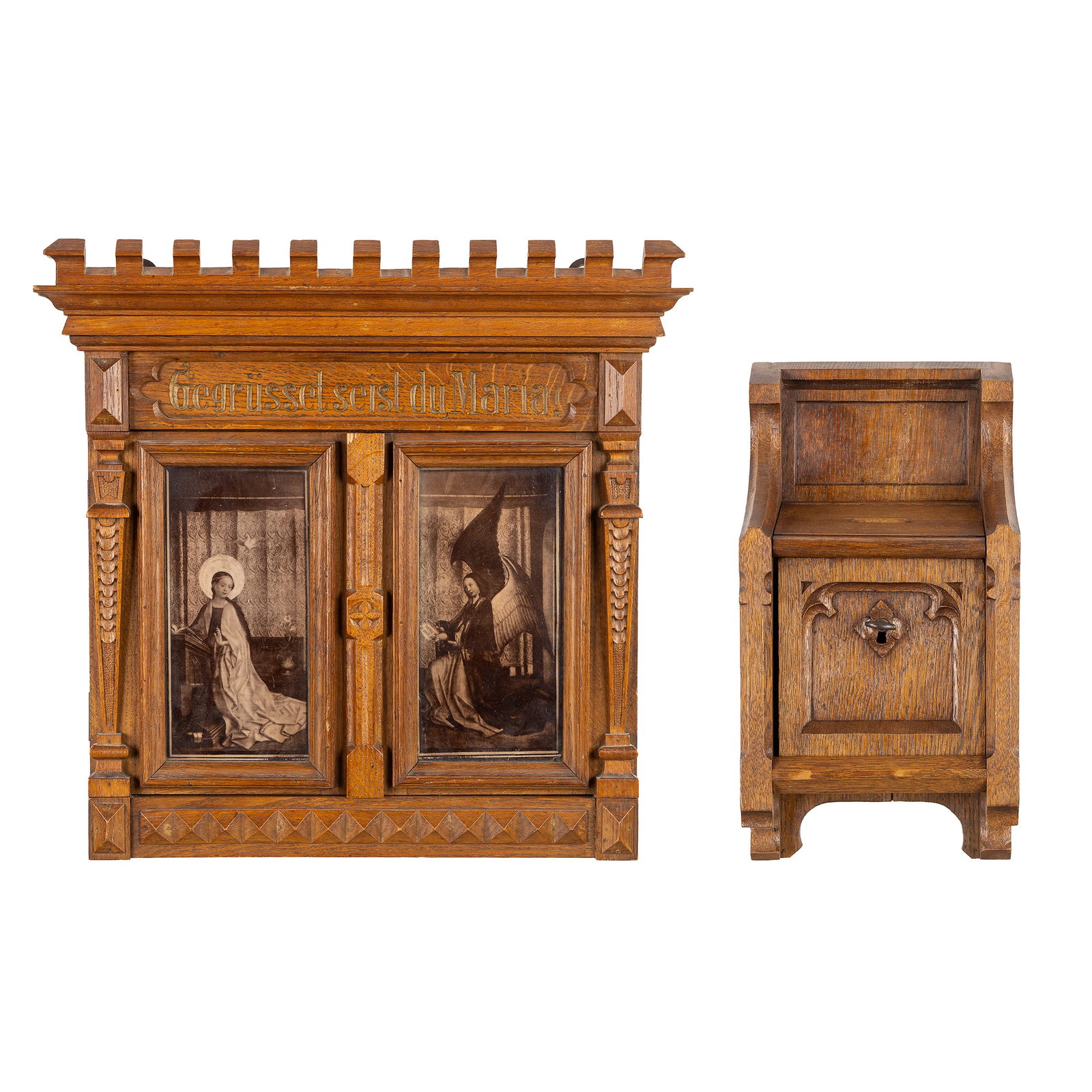 A wood-sculptured triptych in a Gothic Revival style, Stefan Lochner (c. 1410–1451), ‘Adoration (1 of 12)