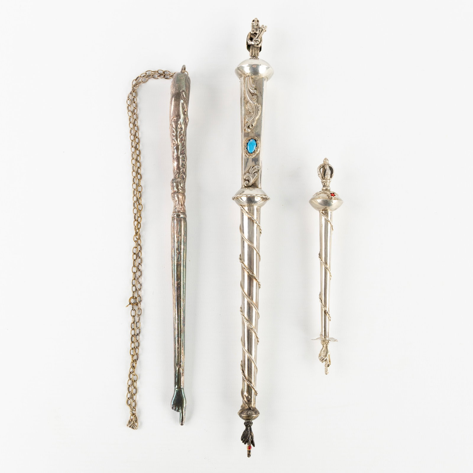A Collection of three silver Yad or Torah hands, Russia and Israel, Silver, 149 g. (1 of 8)