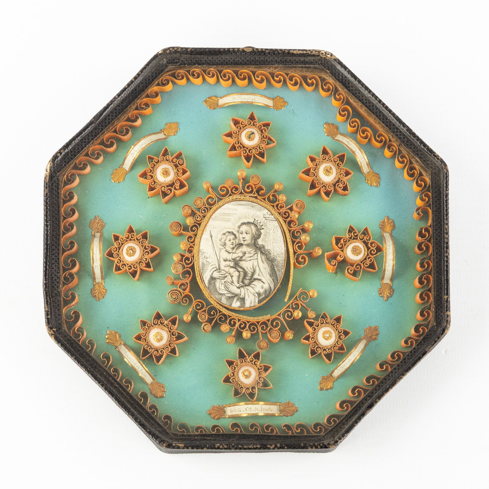 An Octagonal Reliquary Frame with 'Madonna and Child' and Relics for eight Saints and Martyrs. (1 of 5)