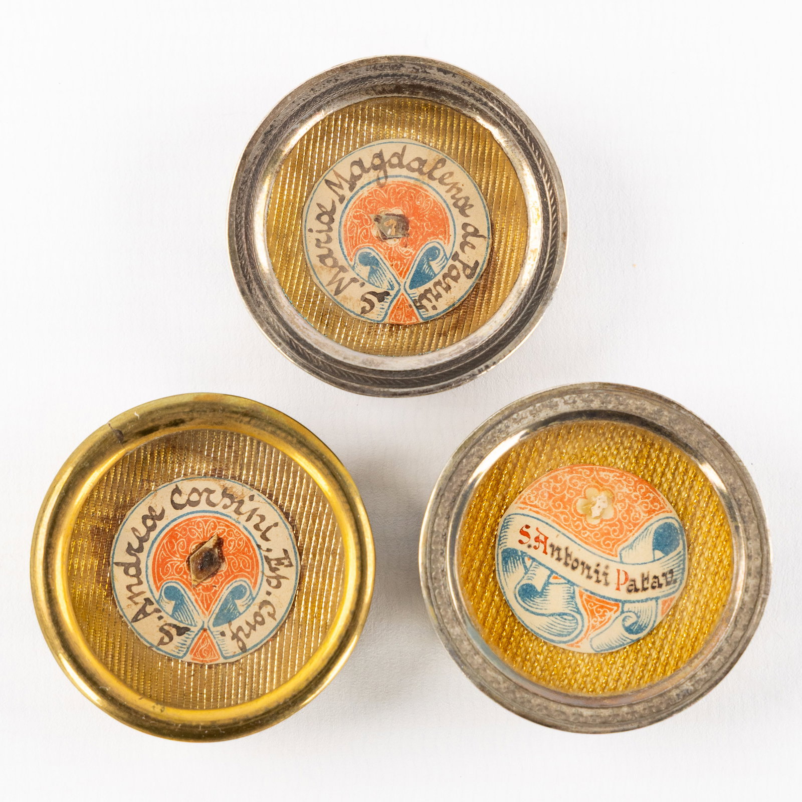 Three Sealed theca with relics of Saint Mary Magdalene de’ Pazzi, Saint Anthony of Padua, and (1 of 2)