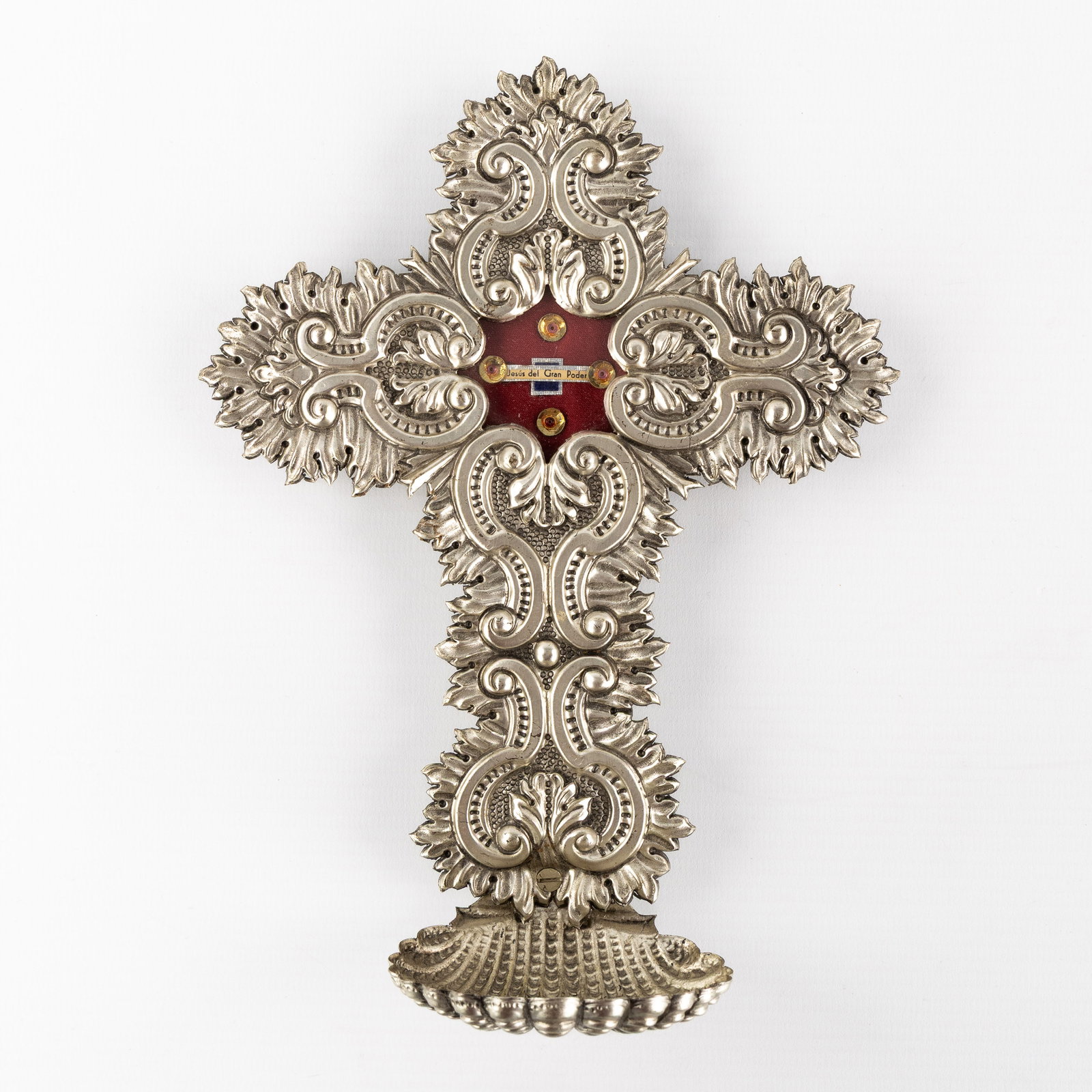 A Spanish Holy water font with relic for 'Jesus del Gran Poder'. (1 of 4)