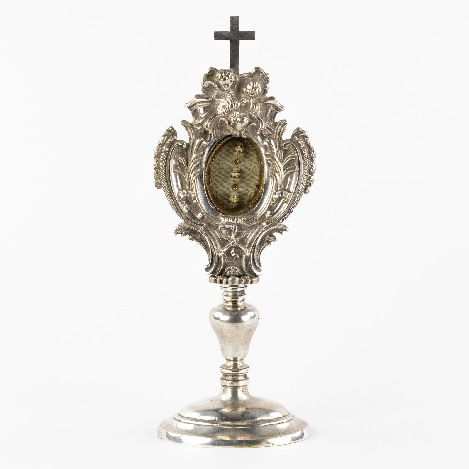 A Silver-plated Reliquary Monstrance with Relics for Saints, Baroque style. (1 of 7)