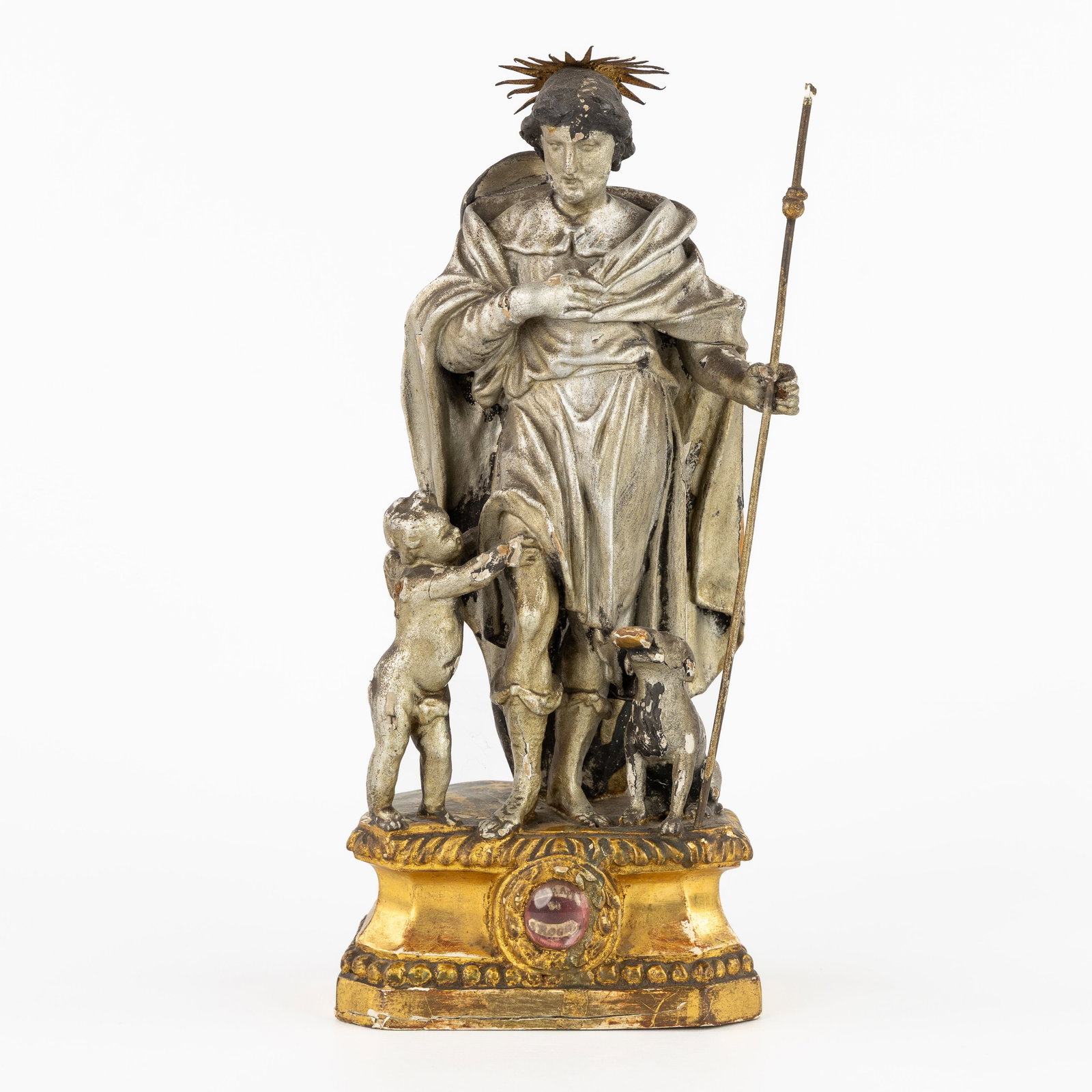 Saint Roch, an antique wood sculpture with relics for Saint Roch, 18th/19th C. (1 of 10)