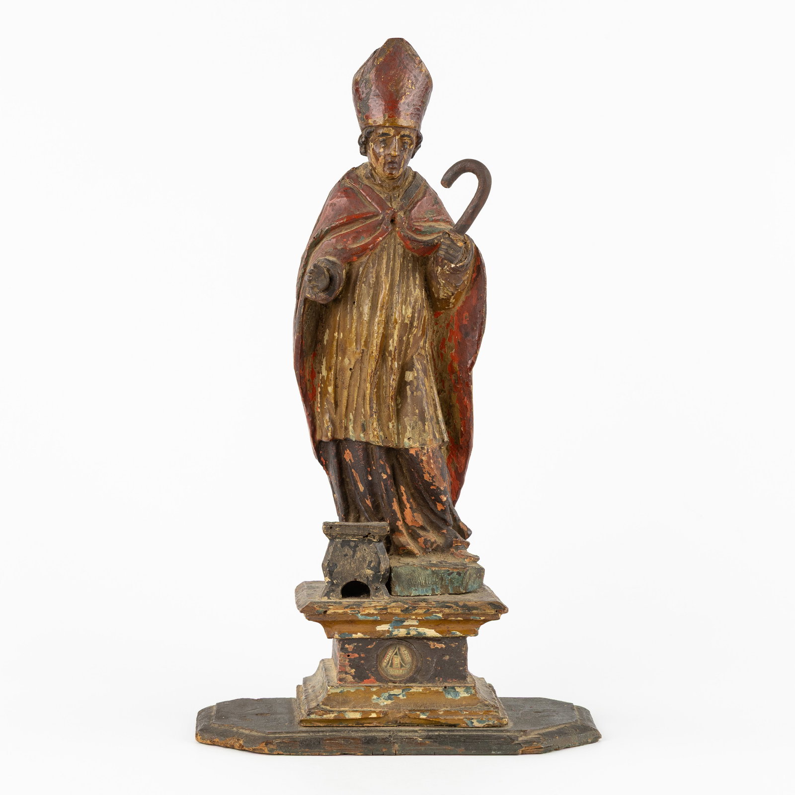 An Antique wood sculpture of Saint Eligius with Relics for Saints, 18th C. (1 of 8)