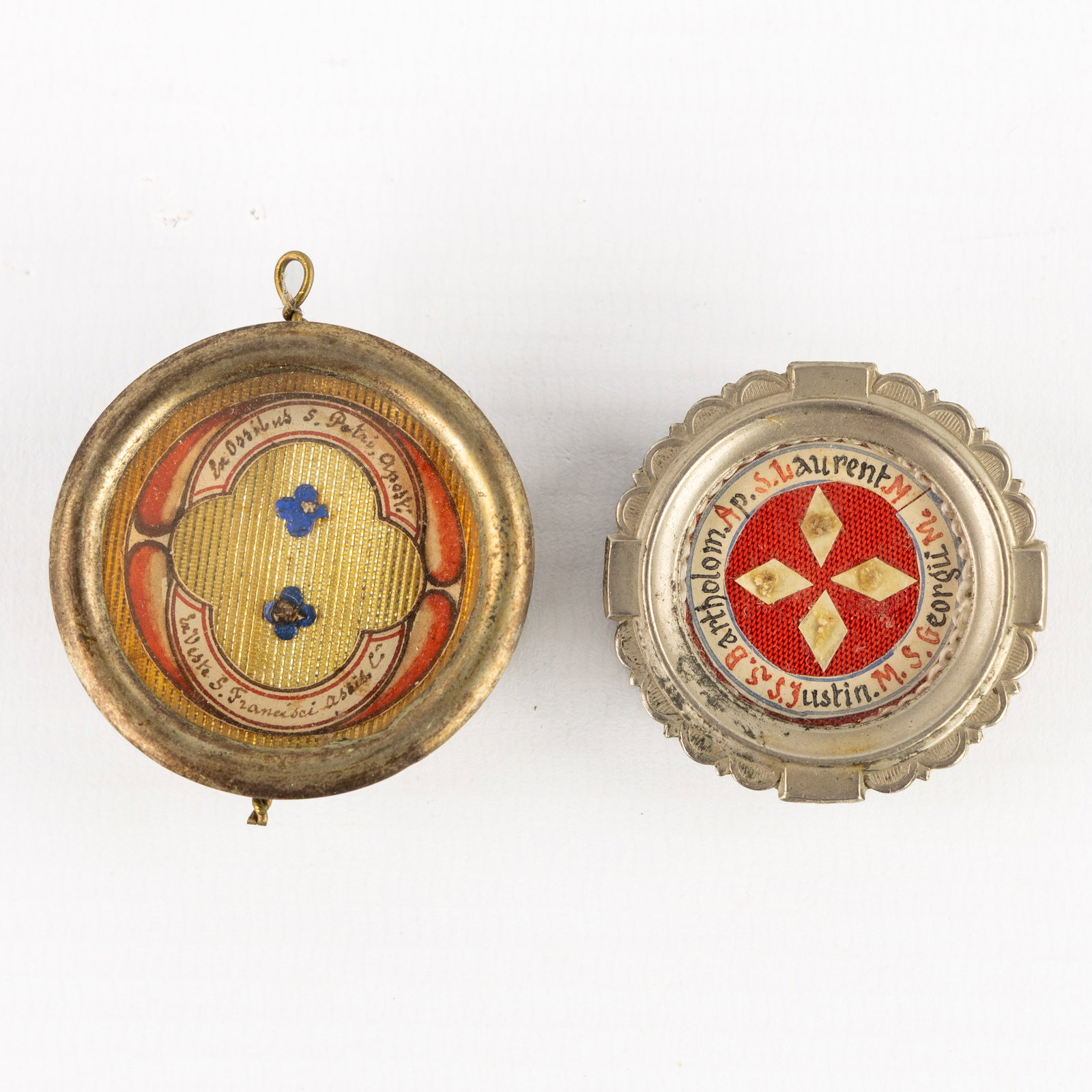 Two Sealed multi-theca with relics for Apostles, Saints, and Martyrs. (1 of 2)