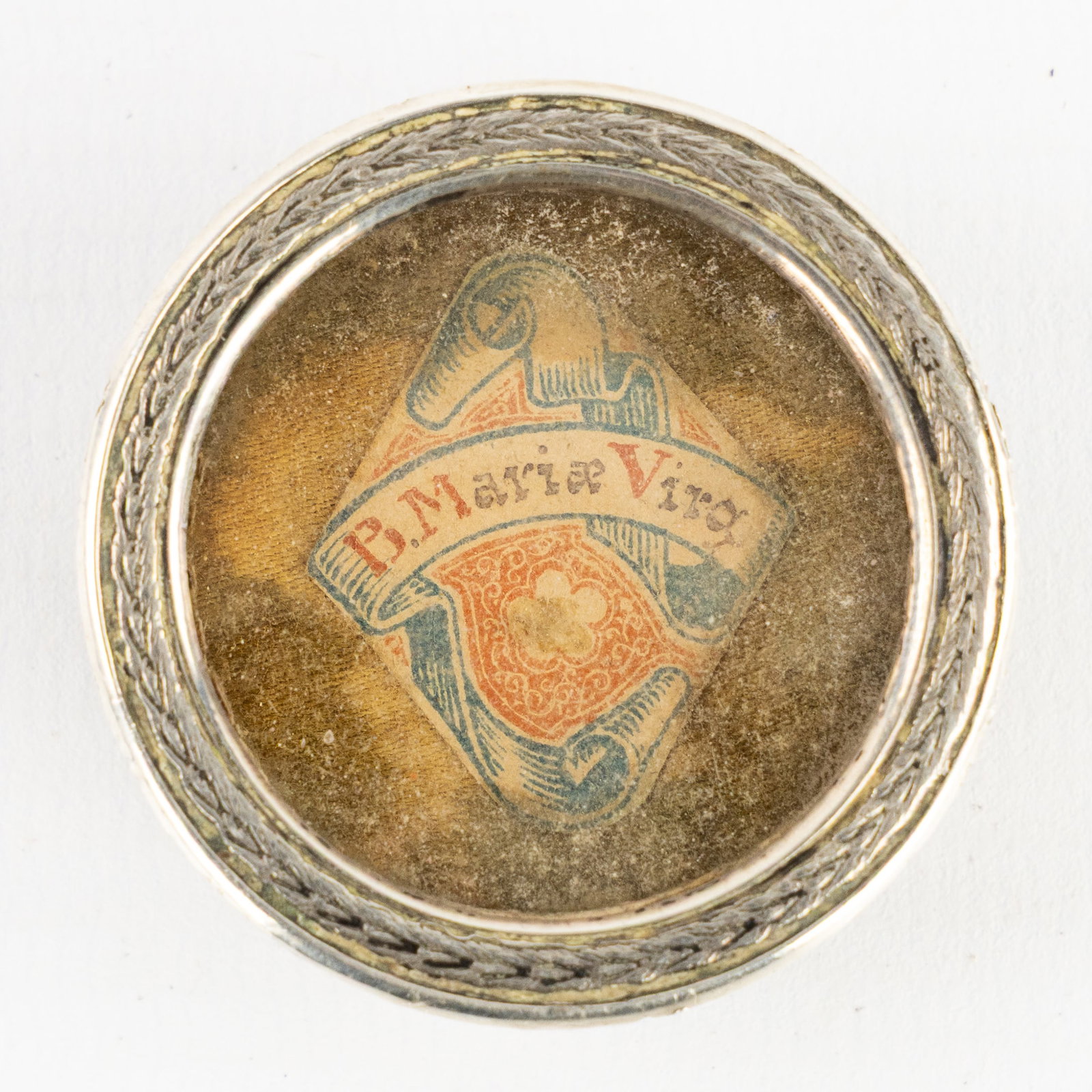 A Sealed theca with Relic of the Blessed Virgin Mary, B.M.V. (1 of 2)