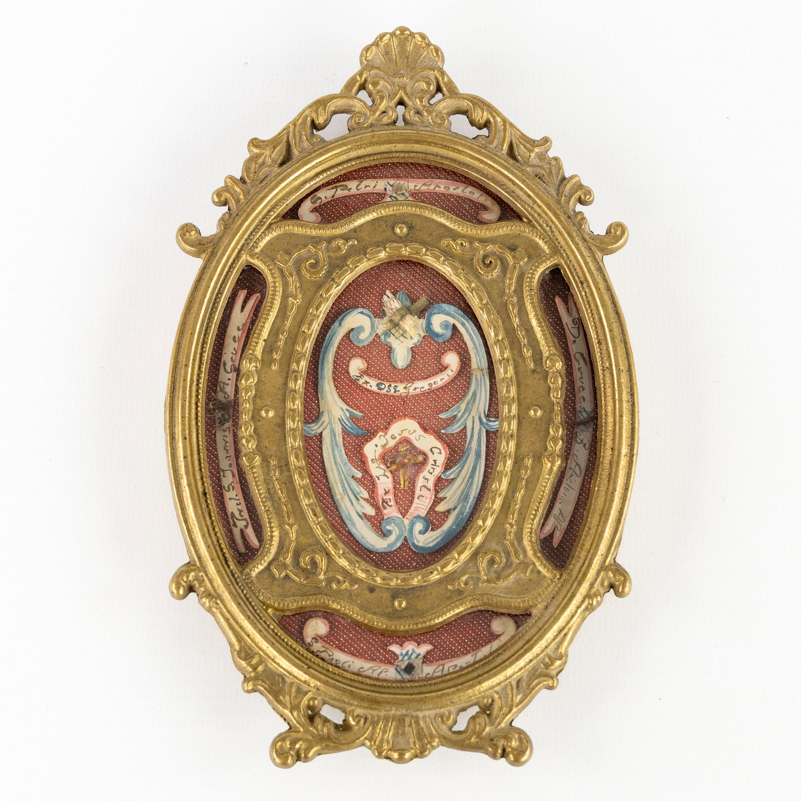 A Sealed reliquary with six Relics of the True Cross, Apostles, and Saints. (1 of 3)