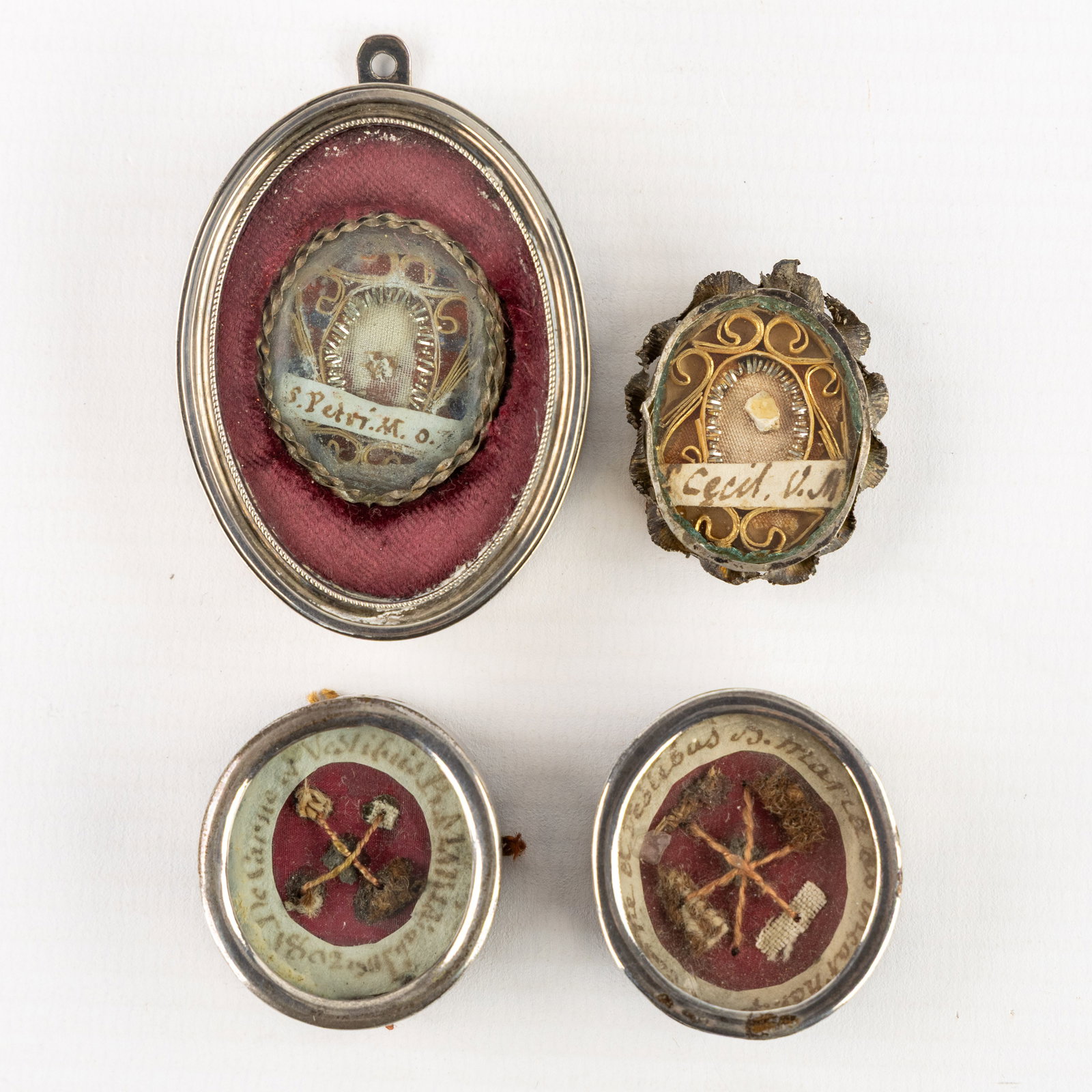 Four Sealed theca with relics for Saint Peter of Verona, Saint Cecilia, and the Blessed Marie of the (1 of 2)