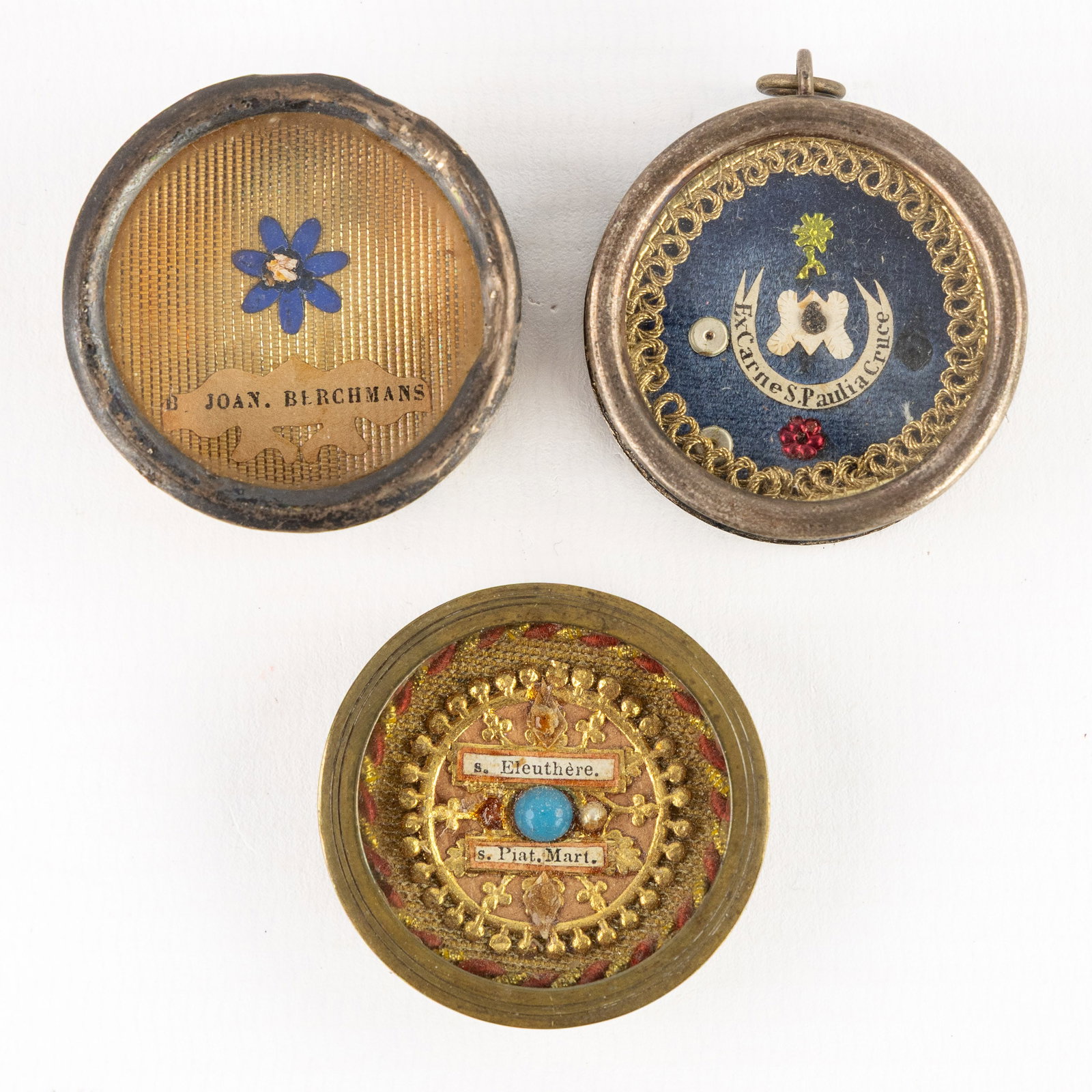 Three sealed reliquaries or theca containing relics of saints and martyrs, for Tournai and others. (1 of 2)