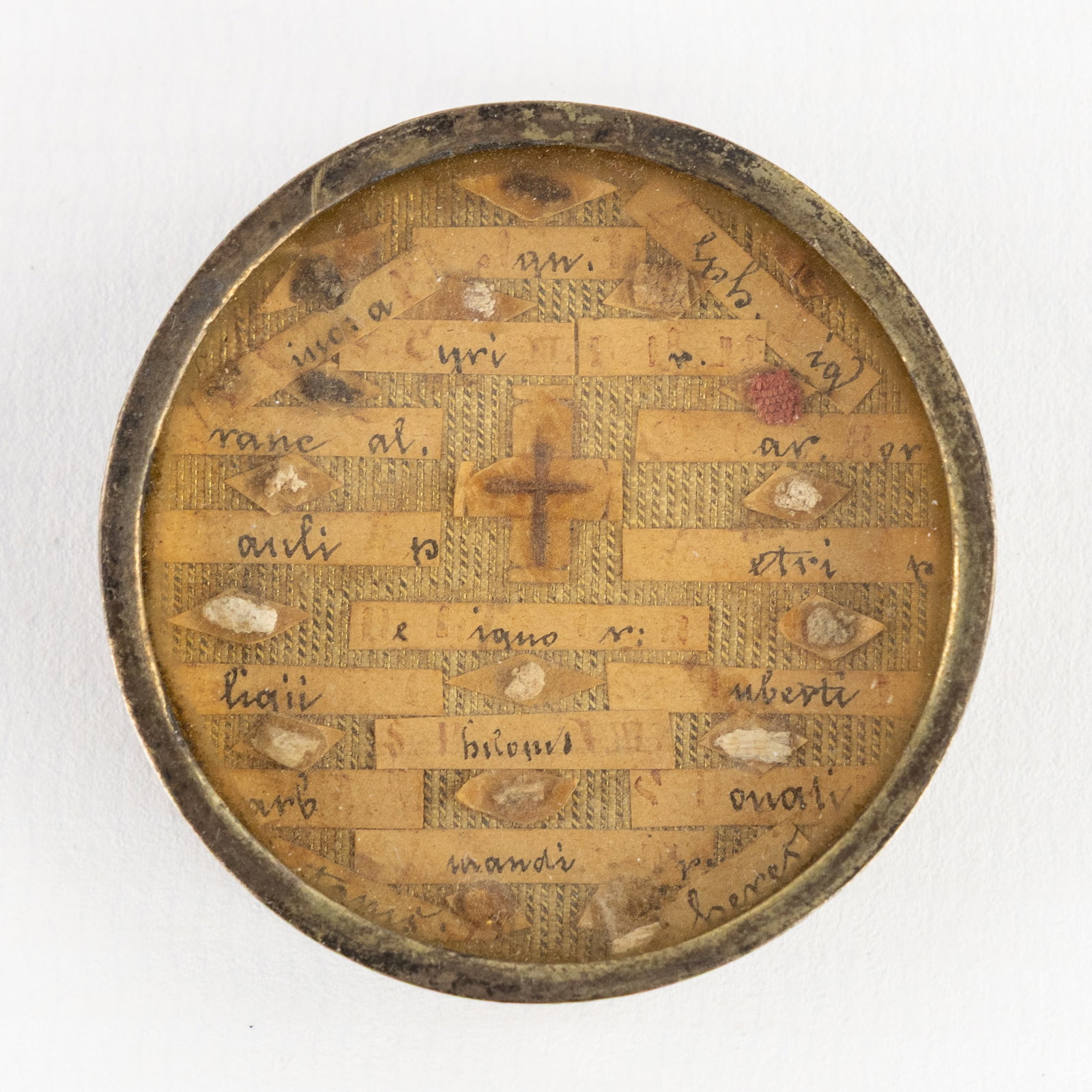 A sealed theca containing relics of the True Cross, Apostles and various saints. (1 of 2)