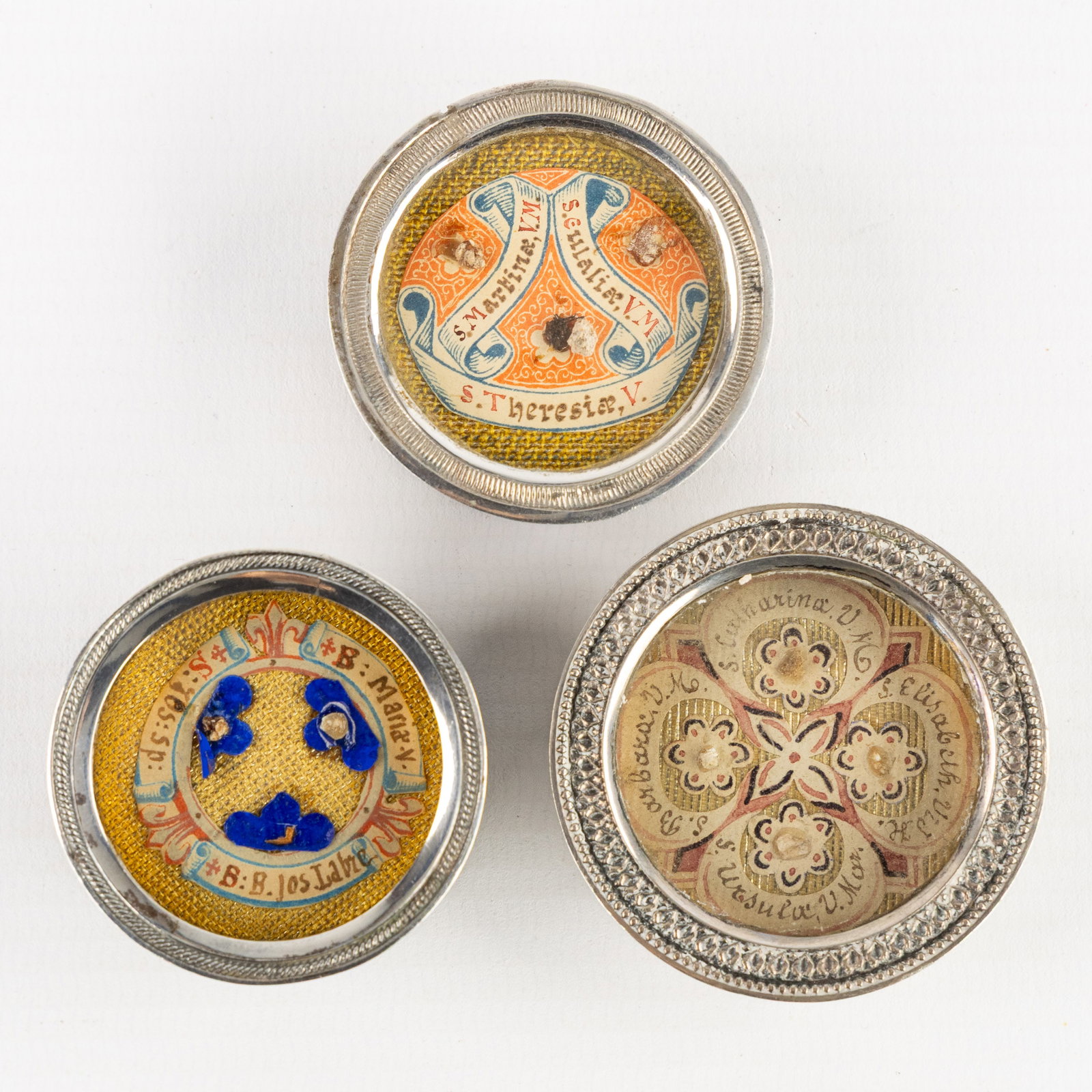 Three Sealed multi-theca with relics of the Blessed Virgin Mary and Saints. (1 of 3)