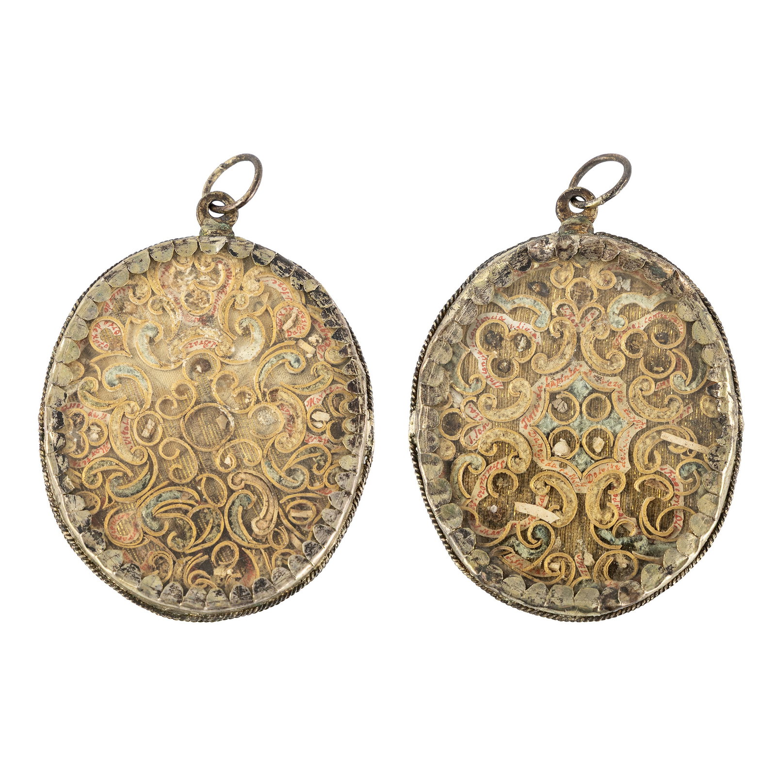 A Reliquary pendant with relics for Saints, Spain, 18th C. (1 of 3)