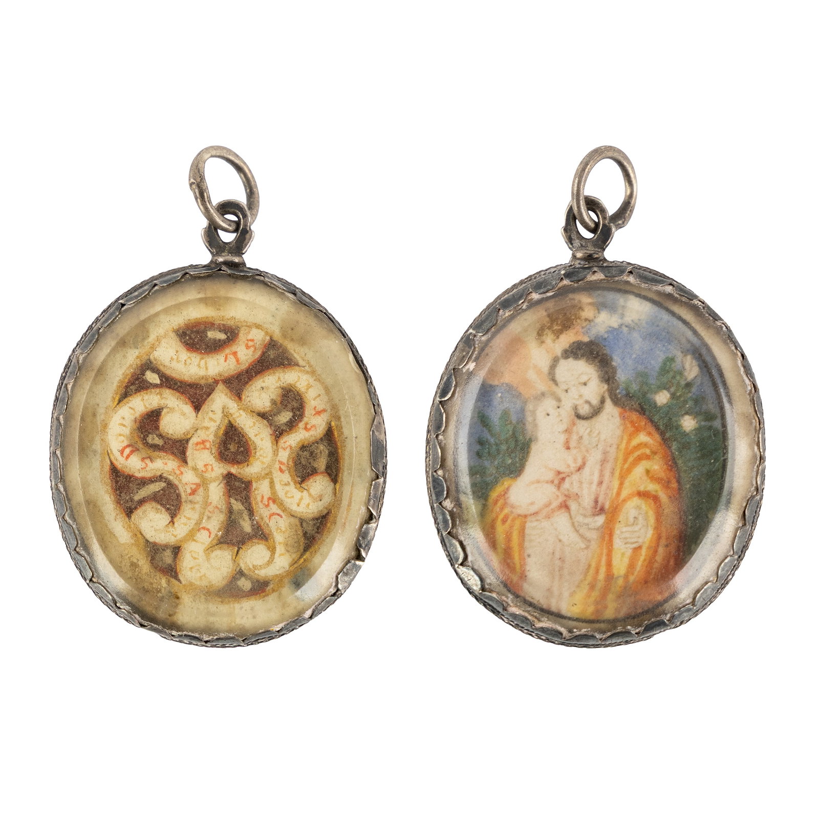 A Reliquary pendant with a miniature painting of Joseph and Child and Relics for Saints, 18th (1 of 3)