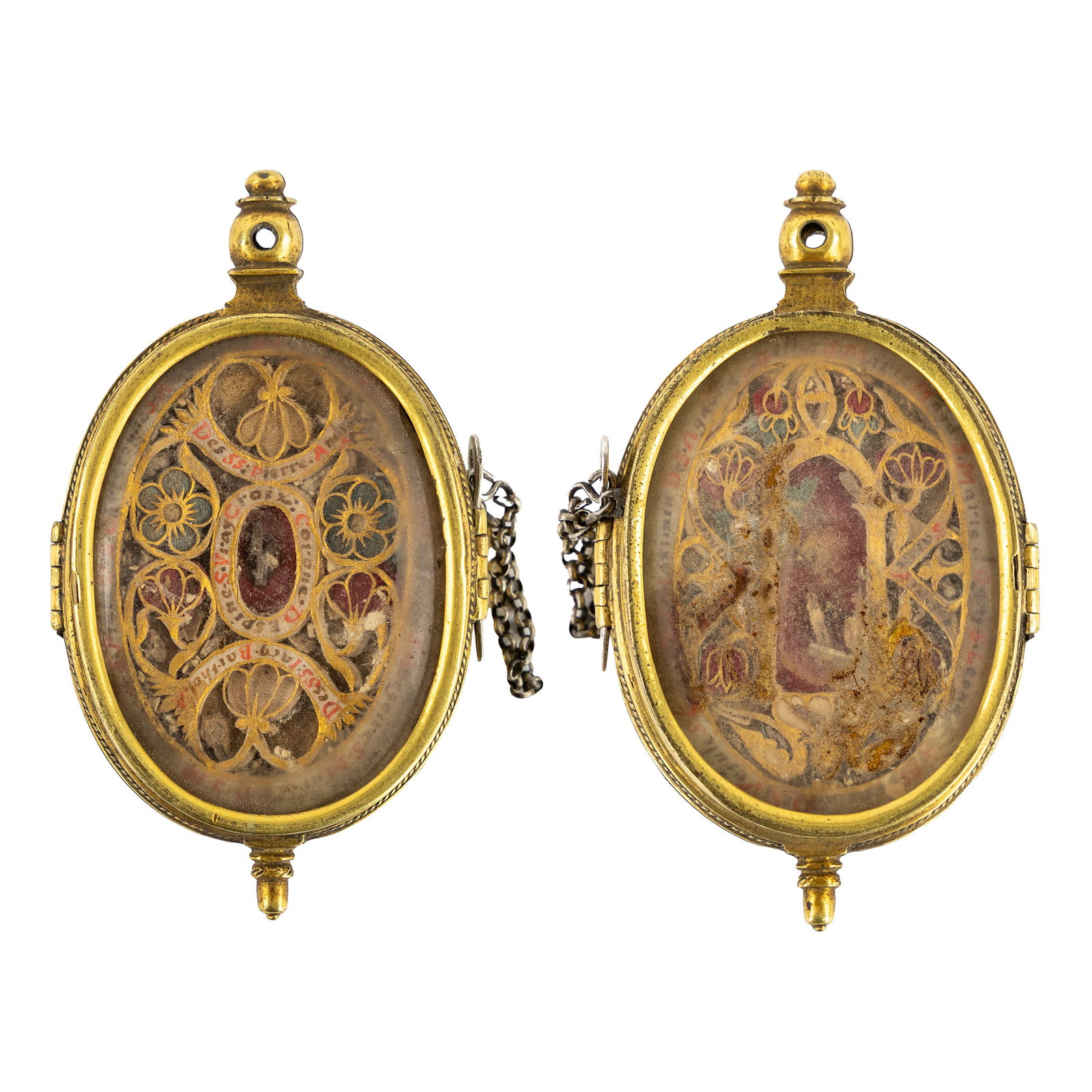 A Reliquary or theca with relics for the True Cross, Crown of Thorns, Apostles, and Saints, (1 of 4)