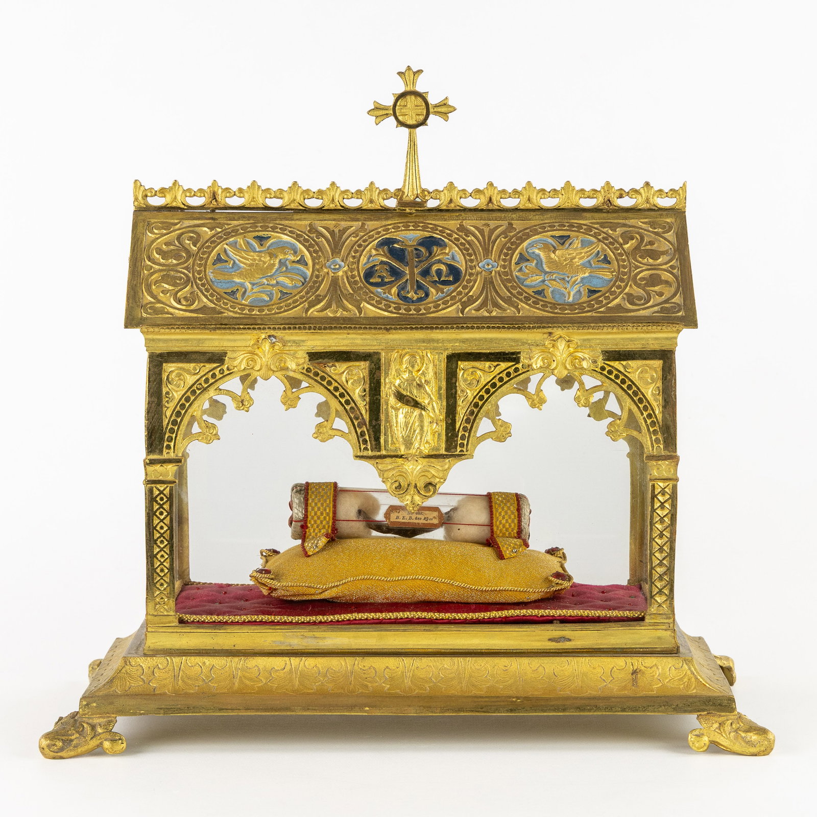 A reliquary shrine containing a sealed tube relic and relics of Blessed Elisabeth Bicher Des Ages (1 of 7)