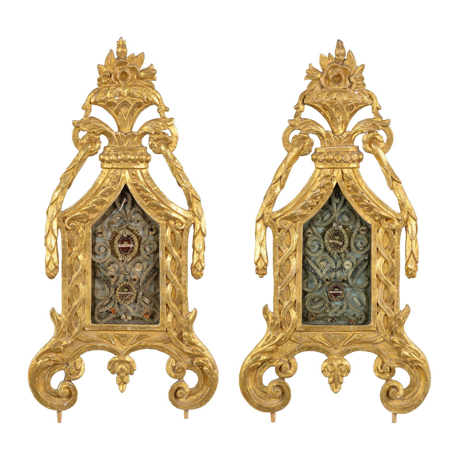 A pair of antique reliquary shrines containing relics of apostles Peter and James and Saints, (1 of 6)