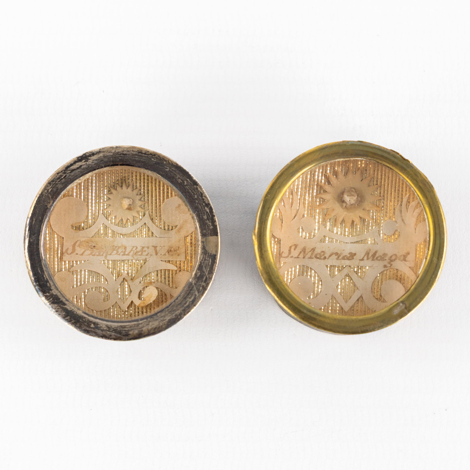 Two Sealed theca with relics for Saint Mary Magdalene and Saint Barbara, including the documents. (1 of 3)