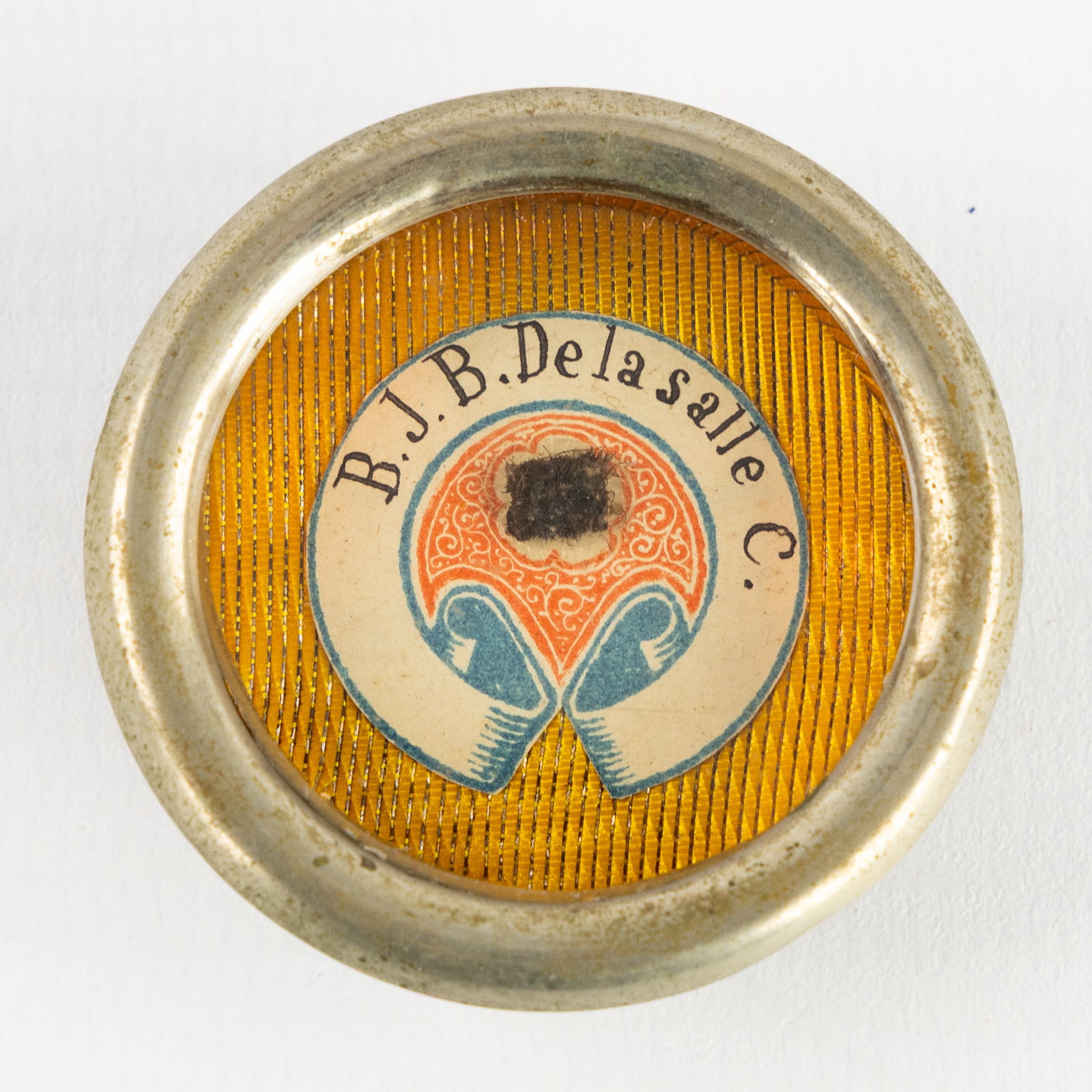 A Sealed theca with a Relic of the Blessed John Baptist de la Salle, including the document. (1 of 3)