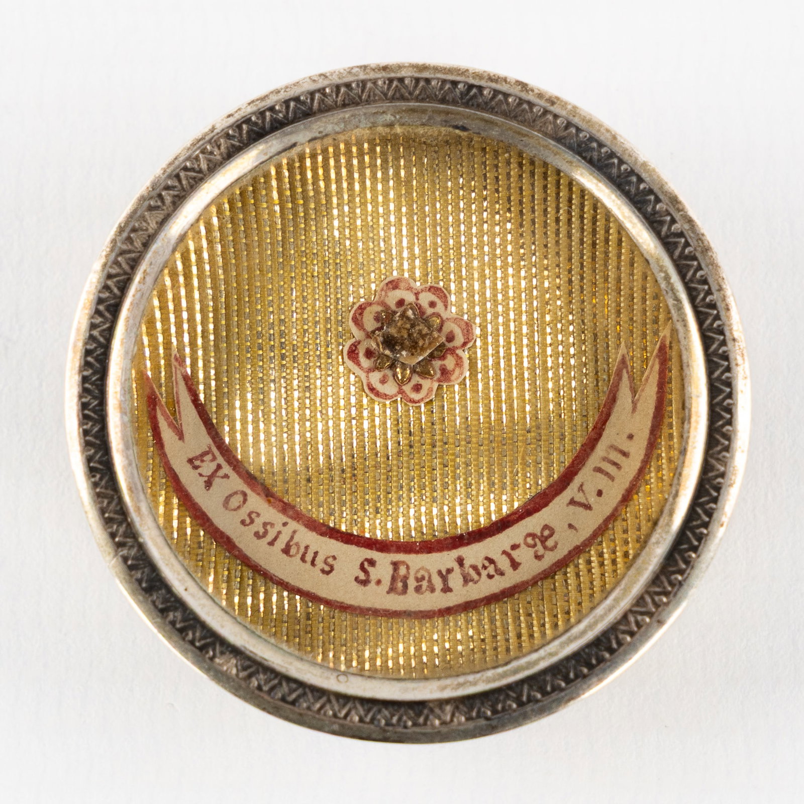 A Sealed theca with Relic for Saint Barbara, including the document. (1 of 3)