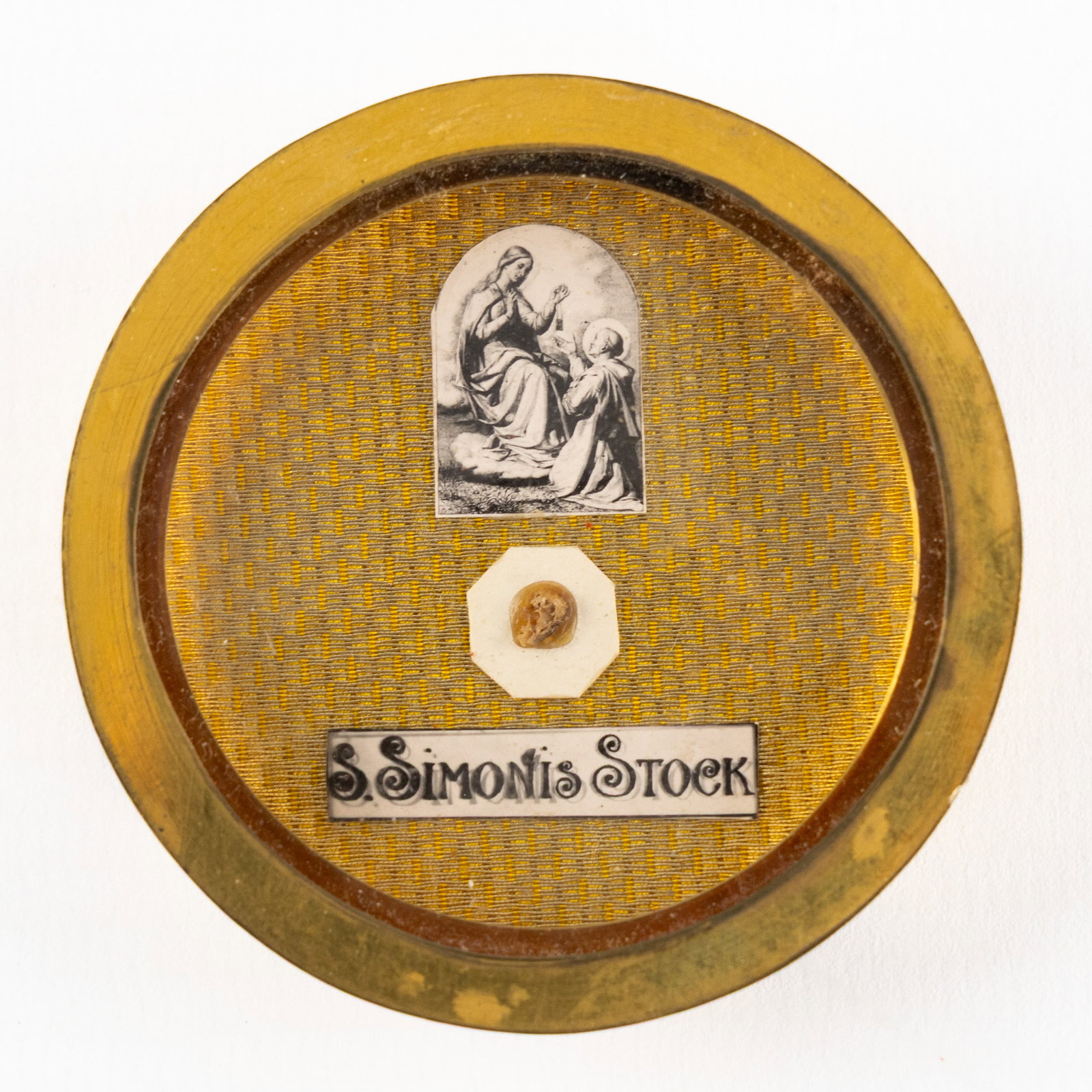 A Sealed theca with Relic for Saint Simon Stock, including the document. (1 of 3)