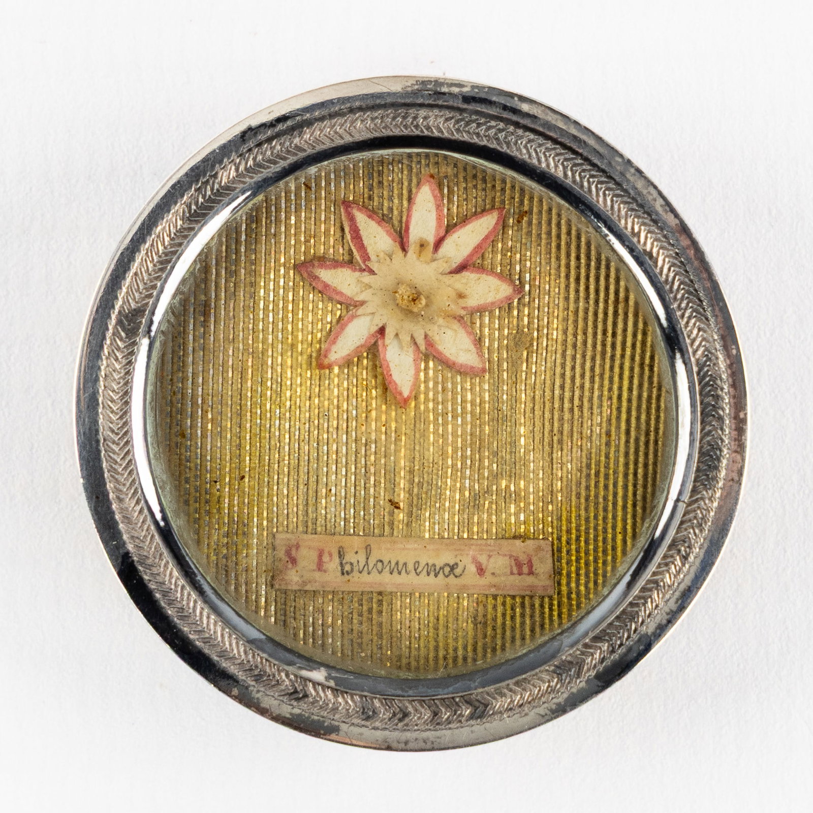 A Sealed theca with Relic for Saint Philomena, including the document. (1 of 3)