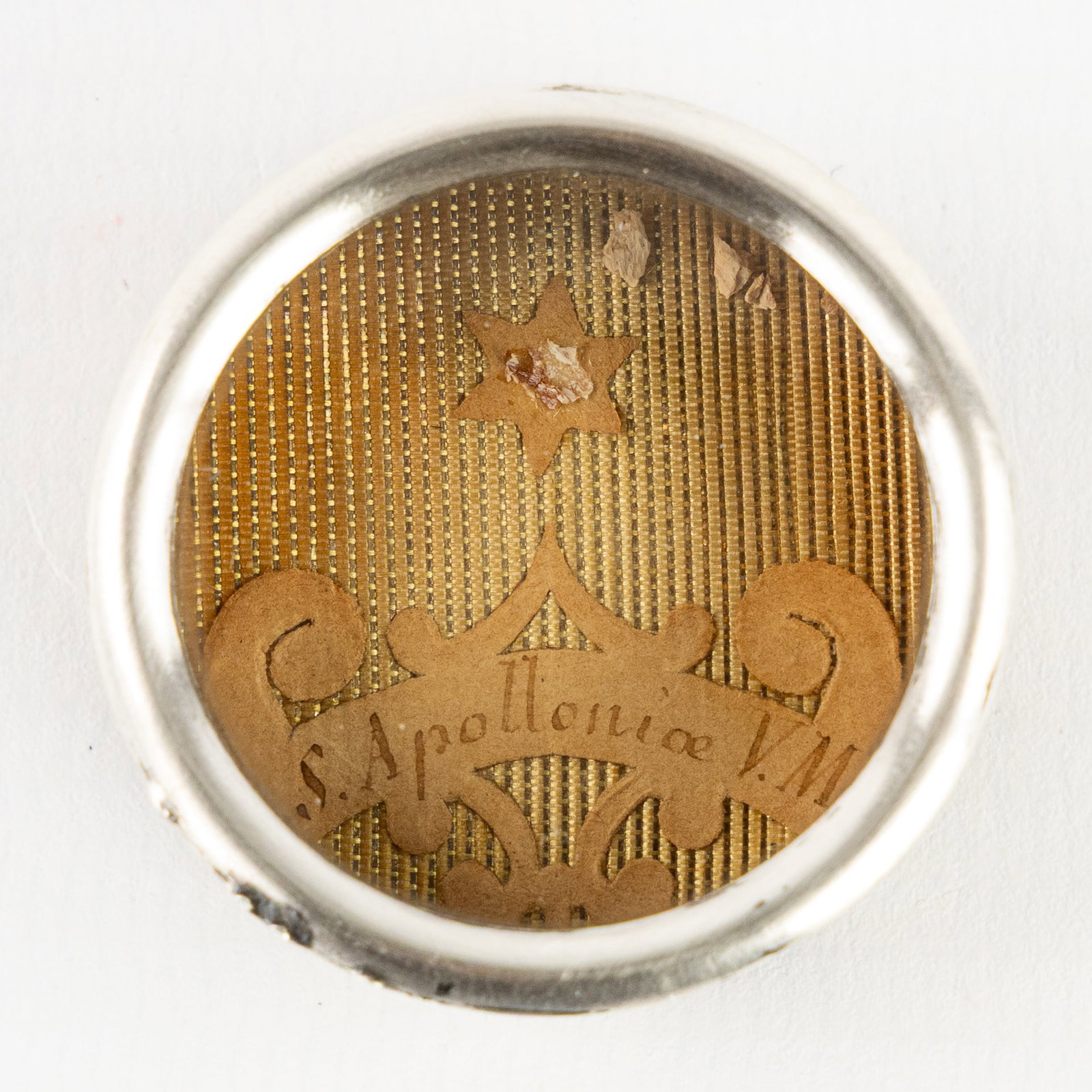 A Sealed theca with Relic of Saint Apollonia, including the document. (1 of 3)