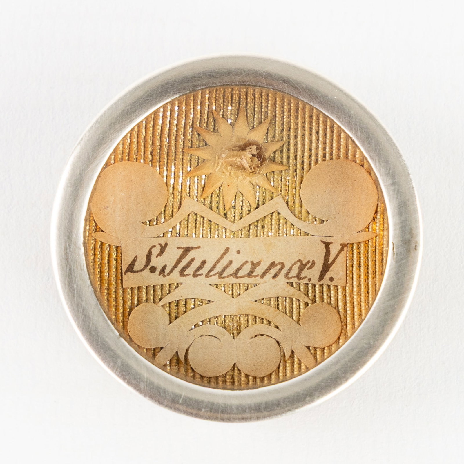 A Sealed theca with Relic of Saint Juliana, including the document. (1 of 3)