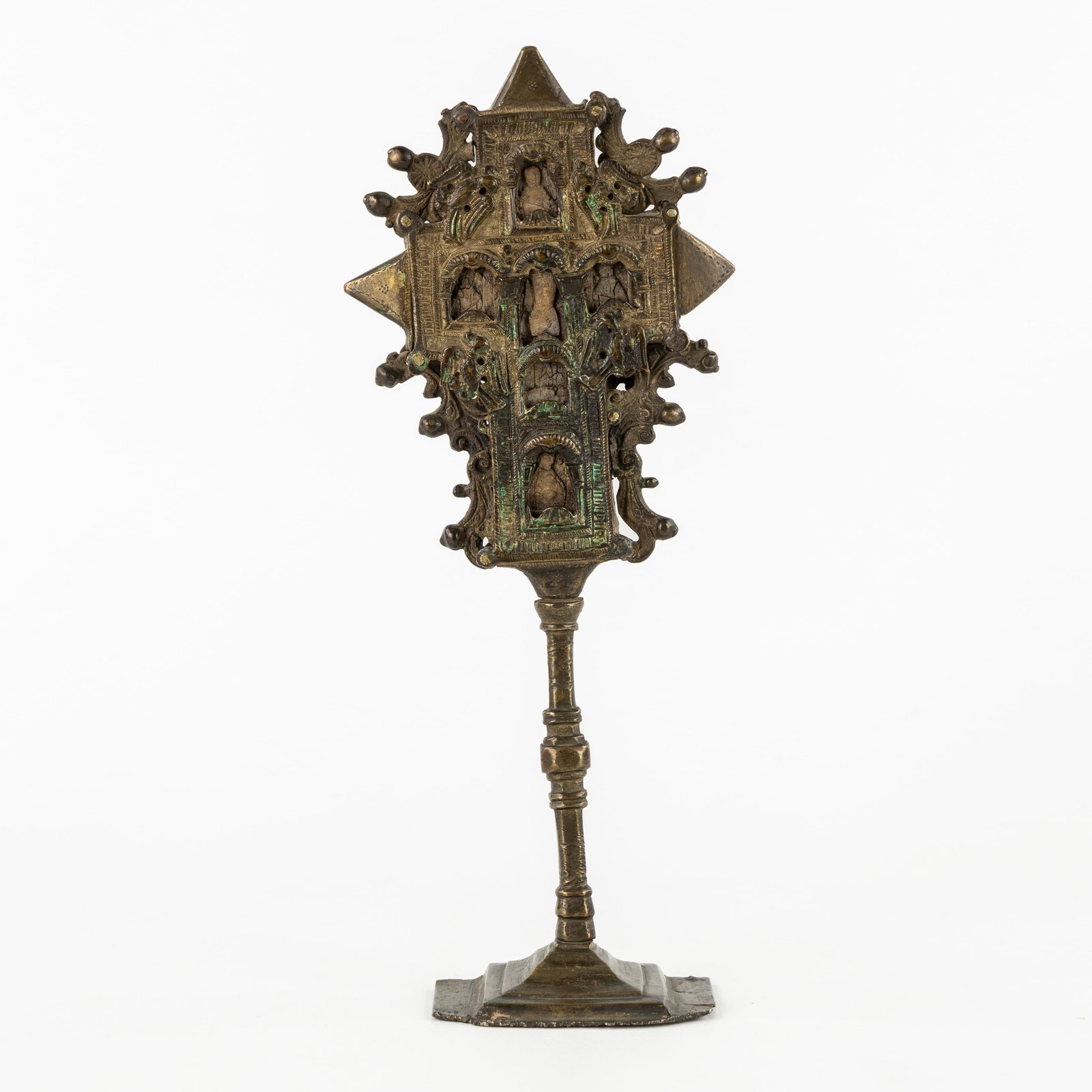 An antique Altar Crucifix 'Mount Atos', Bronze and boxwood. Eastern Europe, Greece, 17th-18th C. (1 of 7)