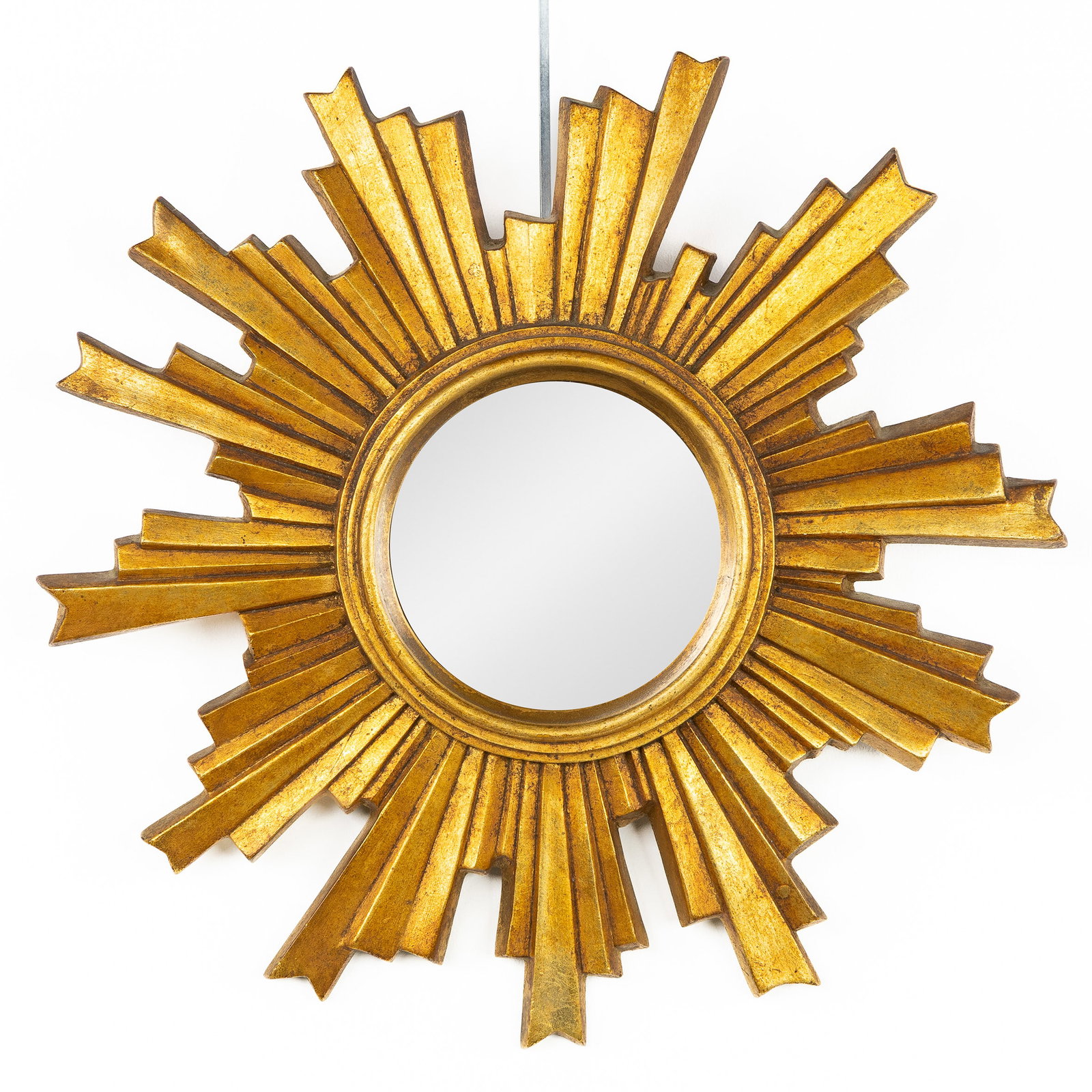 A Mid-Century Sunburst Mirror, Gilt resin, Convex Glass. Circa 1970. (1 of 4)