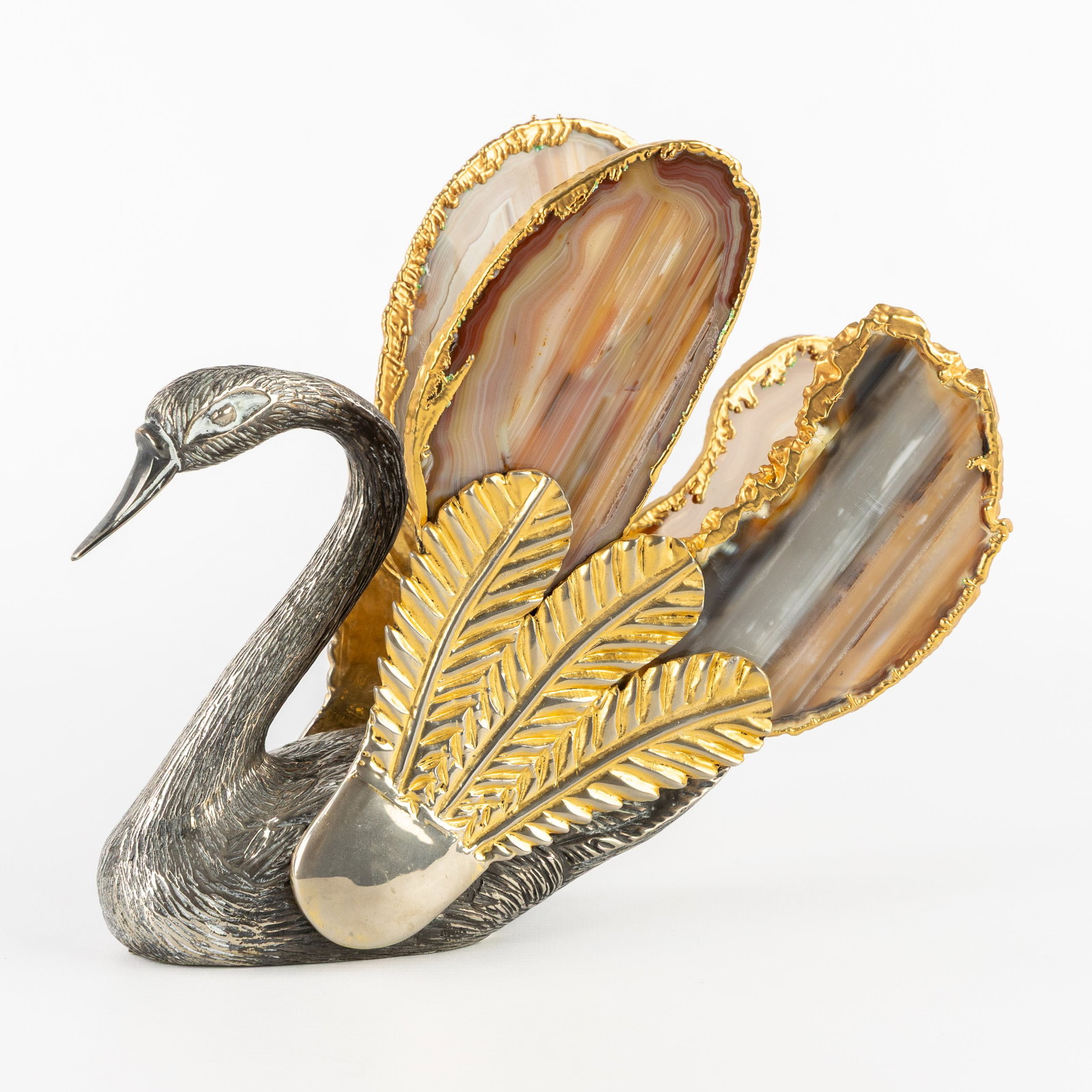 Jacques Duval-Brasseur (1934–2021)(Attr.) “Cygne??, a swan. Bronze with agate. (1 of 7)