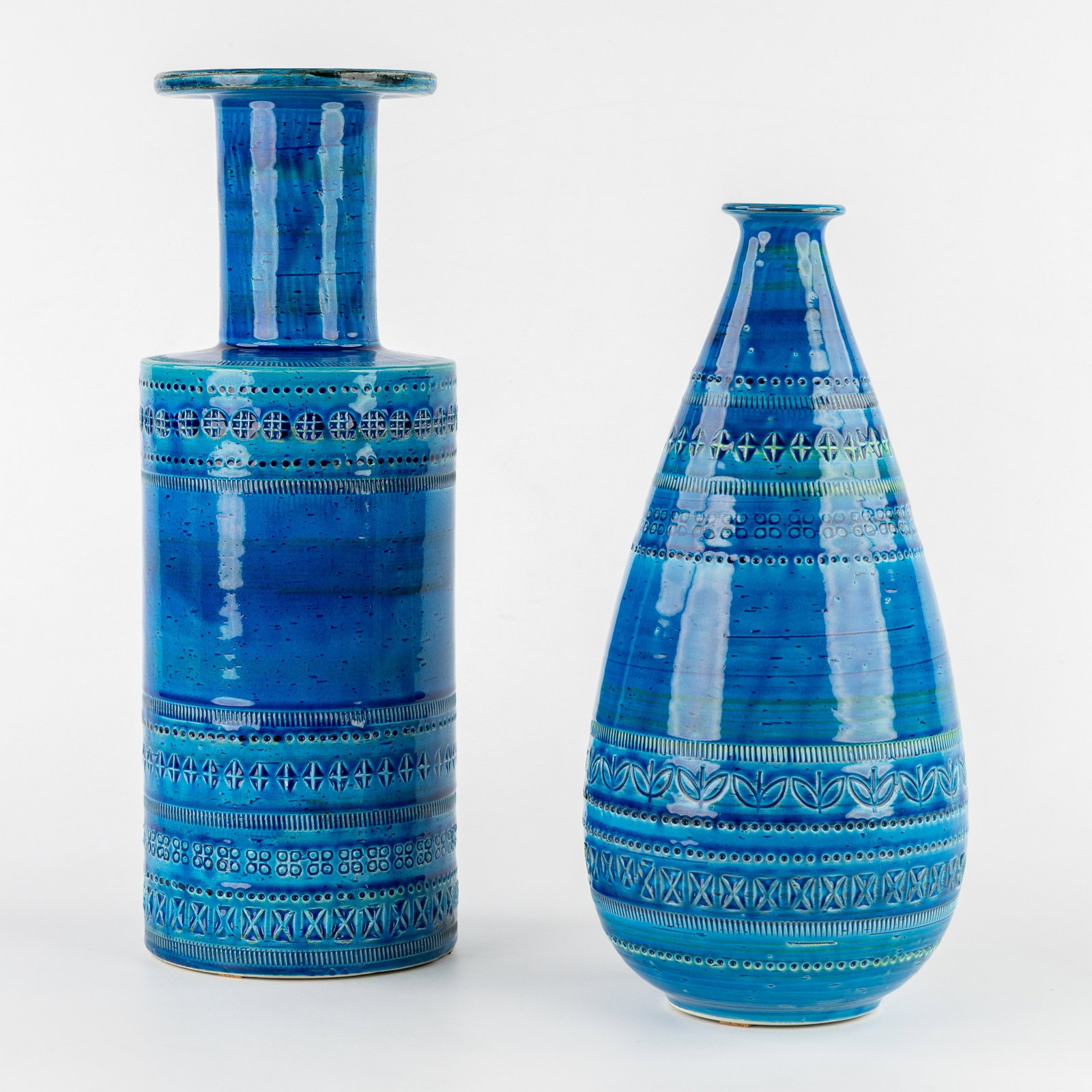 Bitossi, two large “Rimini blue?? vases, glazed ceramic. (1 of 9)
