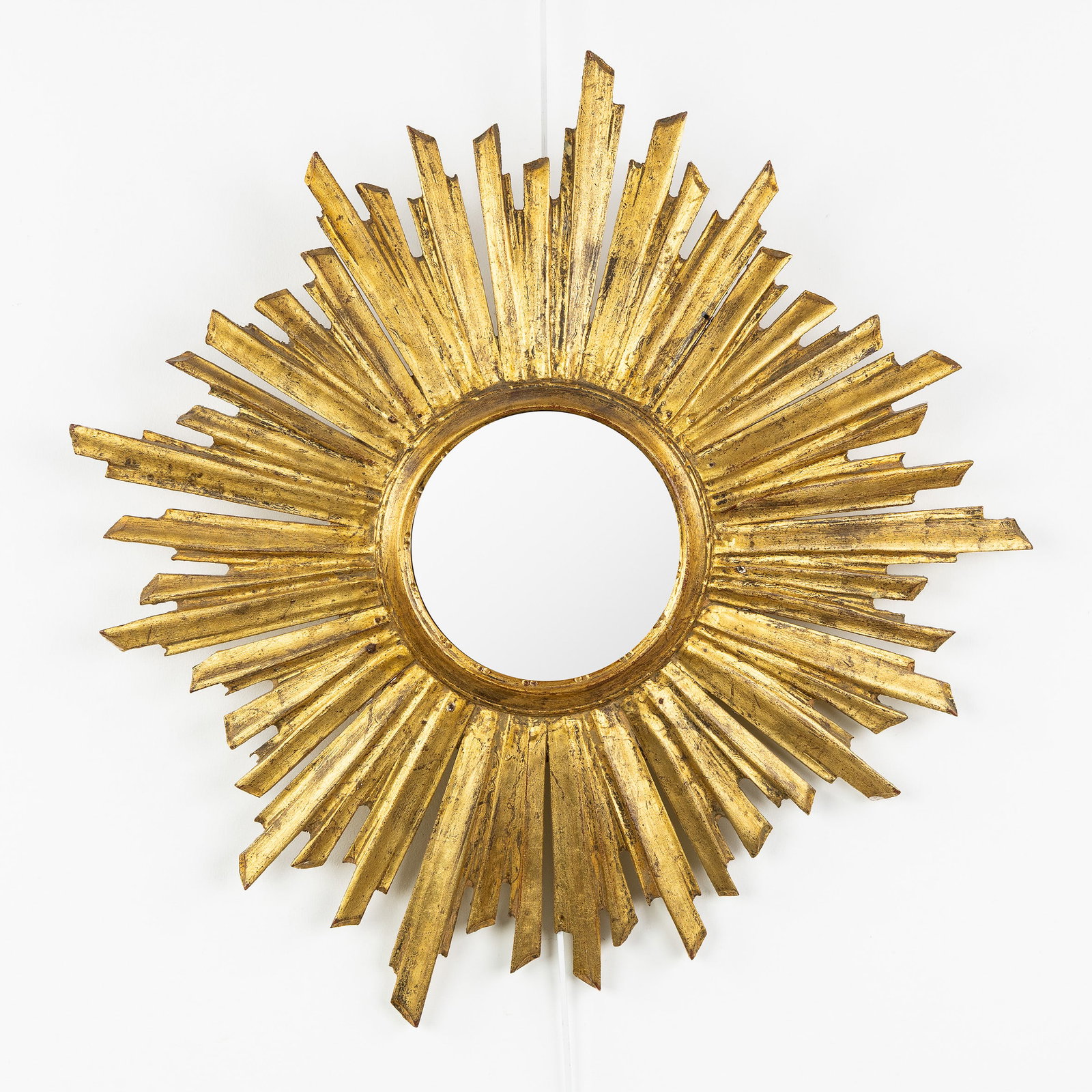 A Mid-Century Sunburst Mirror, Gilt wood, Convex Glass. Circa 1970. (1 of 4)