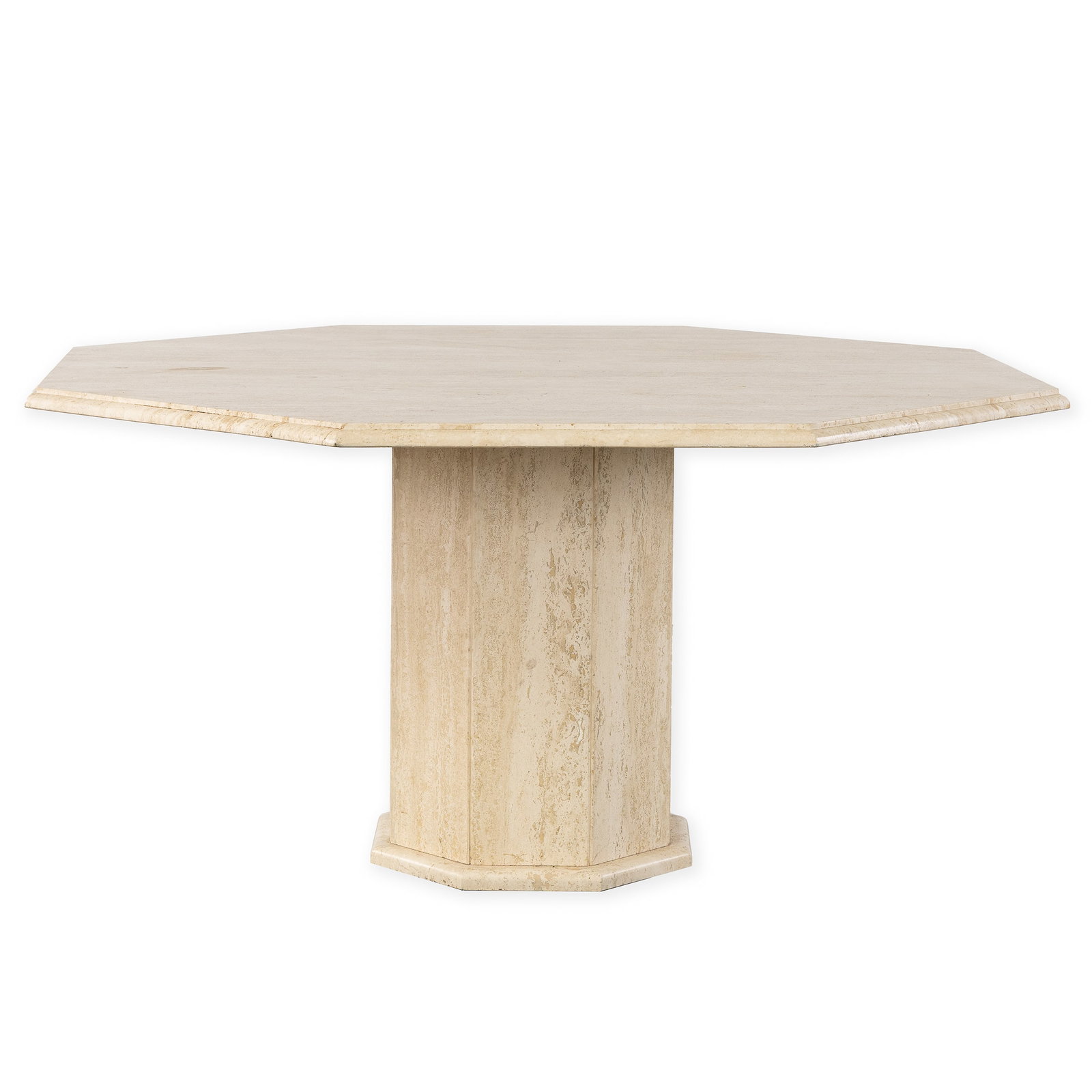 An Octagonal dining table, travertine. (1 of 7)